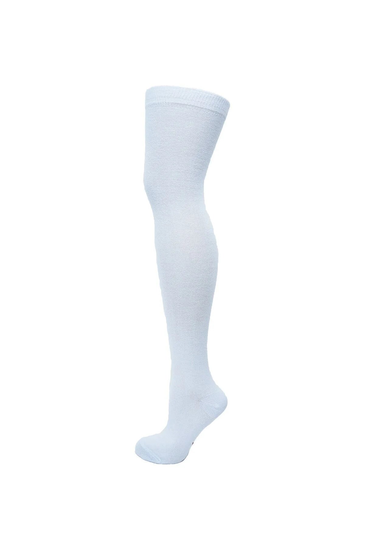 Diz Üstü Kadın Çorabı Düz Beyaz - 36-40 Numara - %70 Pamuk | Design Socks