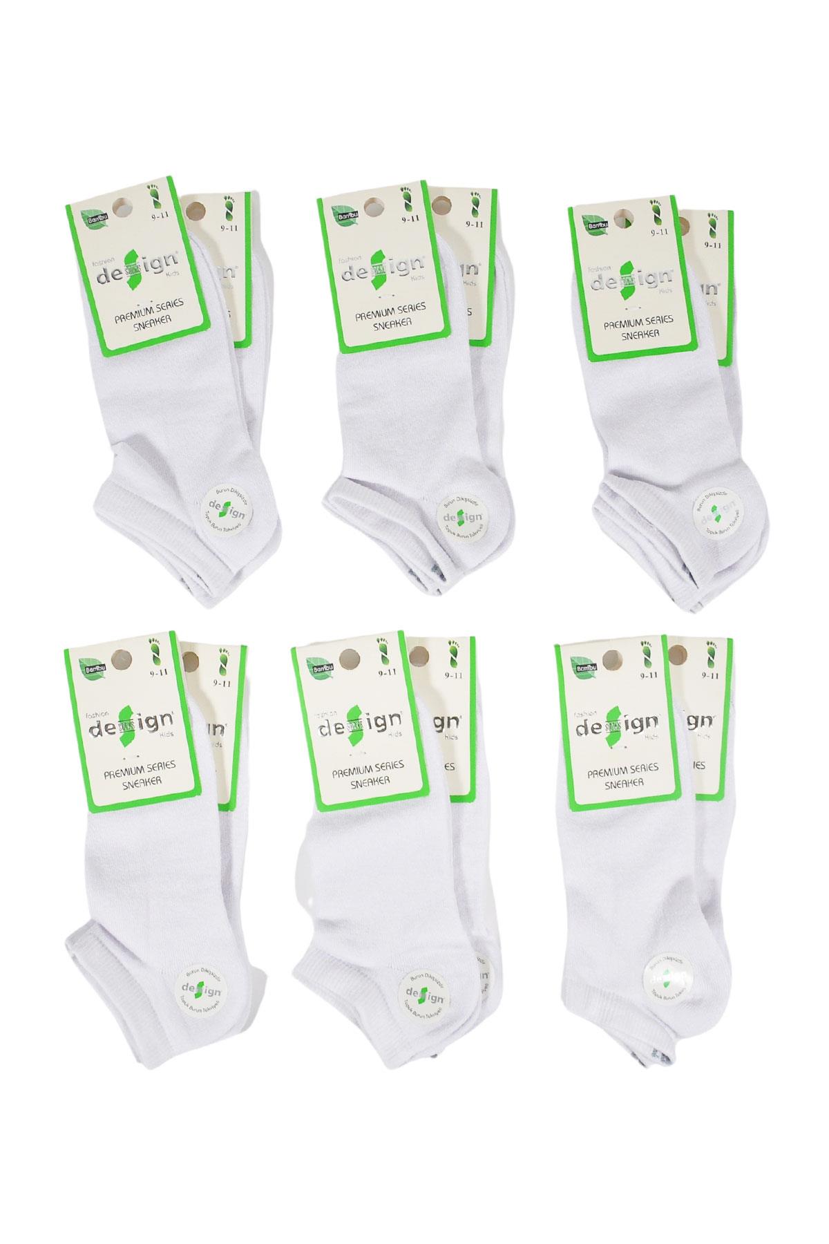 Düz Bambu Patik Çocuk Çorabı - Beyaz - 1-12 Yaş - %70 Bambu | Design Socks