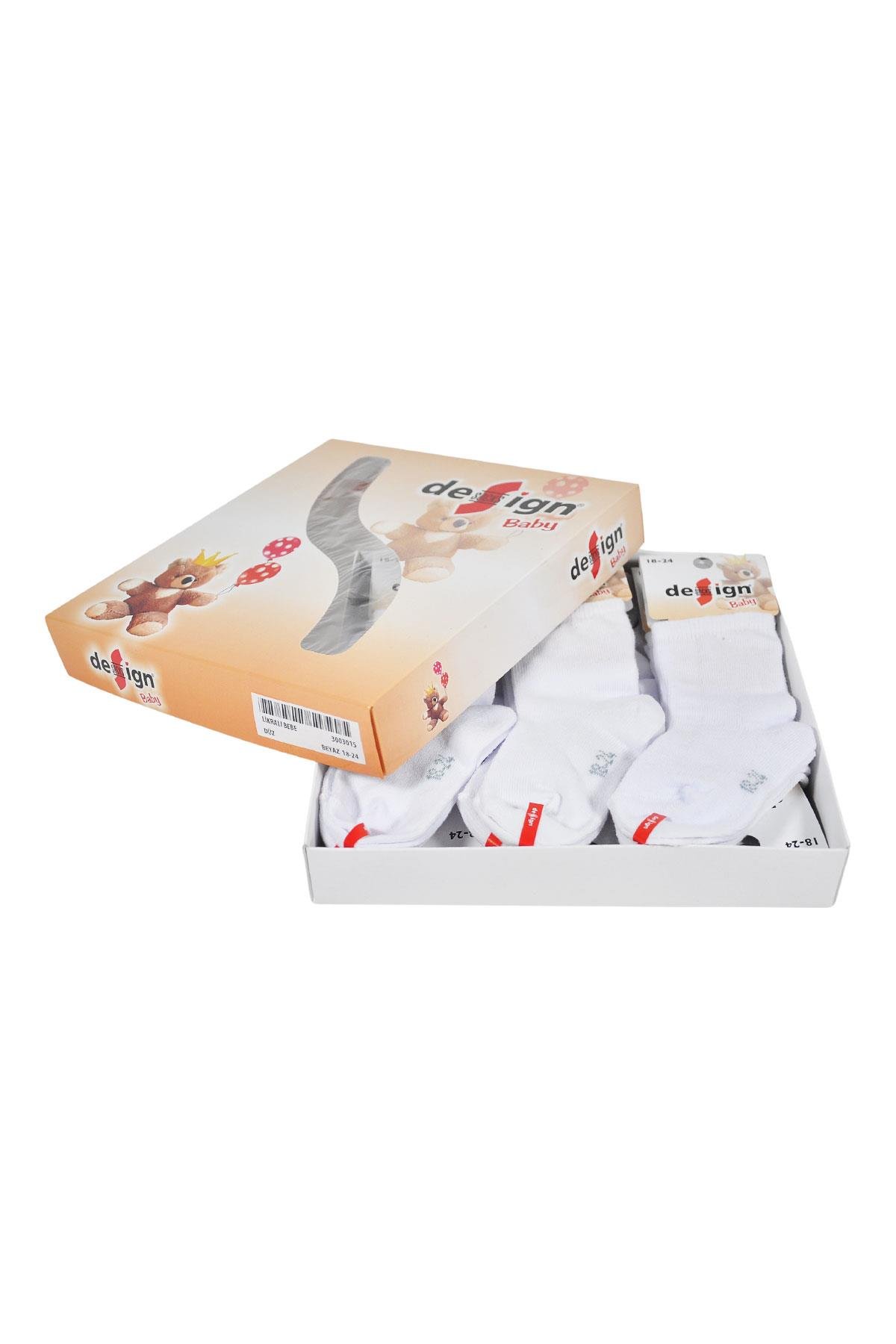 Düz Beyaz Soket Bebek Çorabı - Beyaz - 0-24 Ay - %80 Pamuk | Design Socks