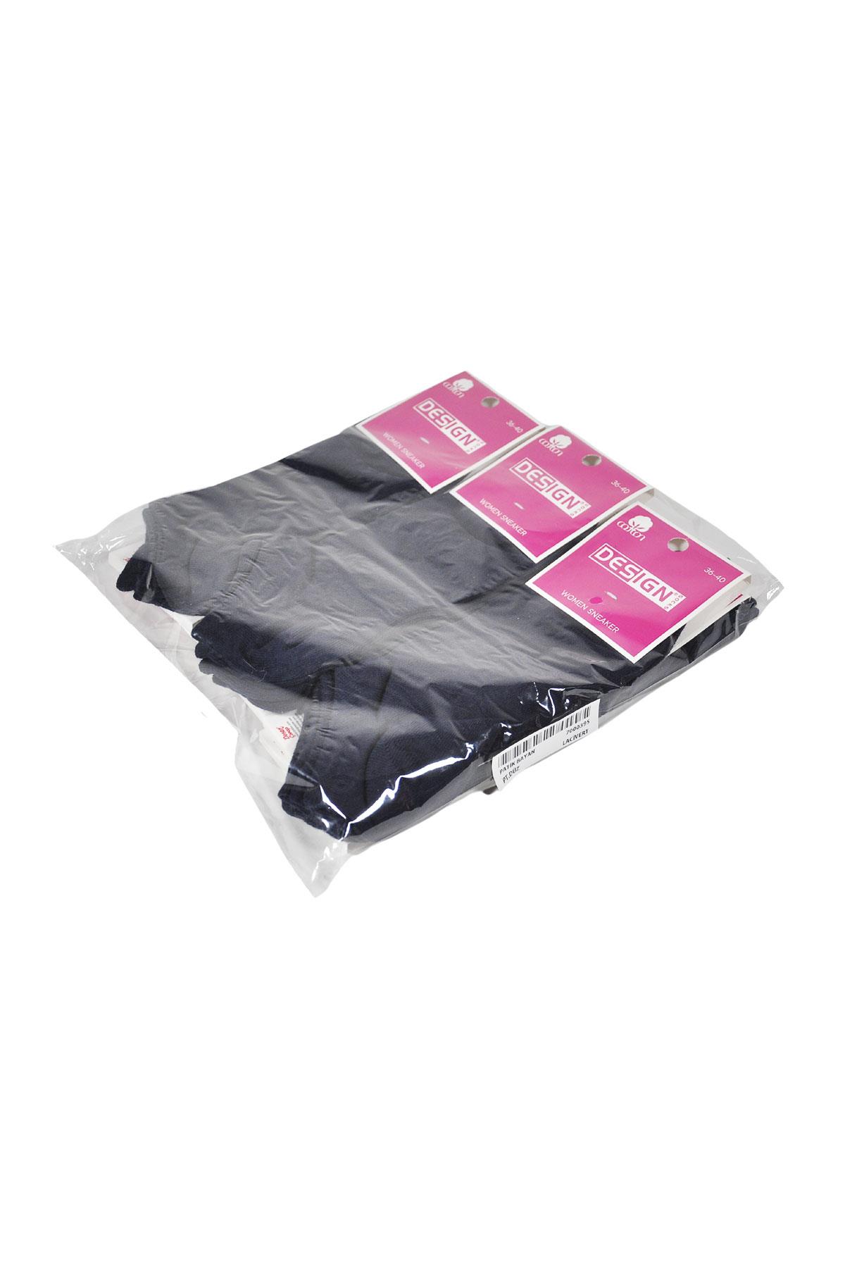 Düz Desensiz Patik Kadın Çorabı - Lacivert - 36-40 Numara - %70 Pamuk | Design Socks