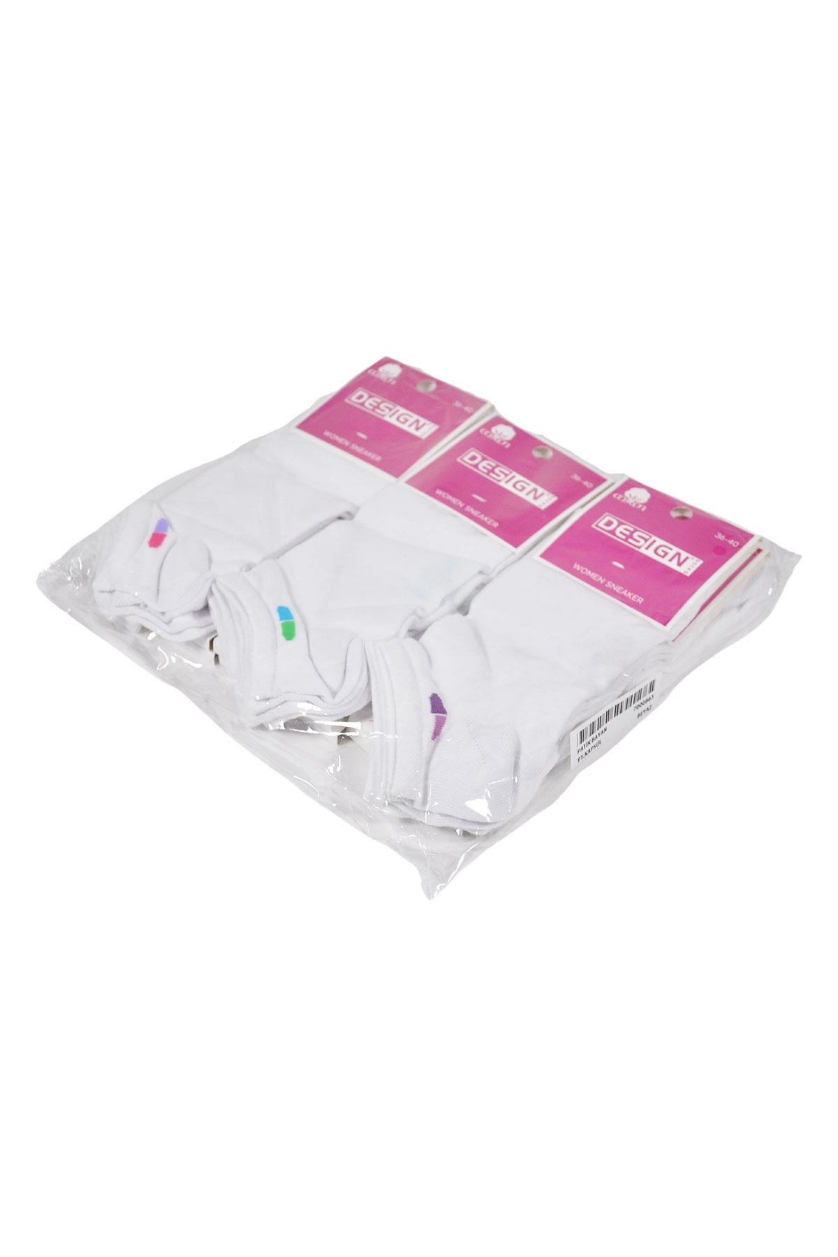 Kapsül Desenli Patik Kadın Çorabı - Beyaz - 36-40 Numara - %70 Pamuk | Design Socks
