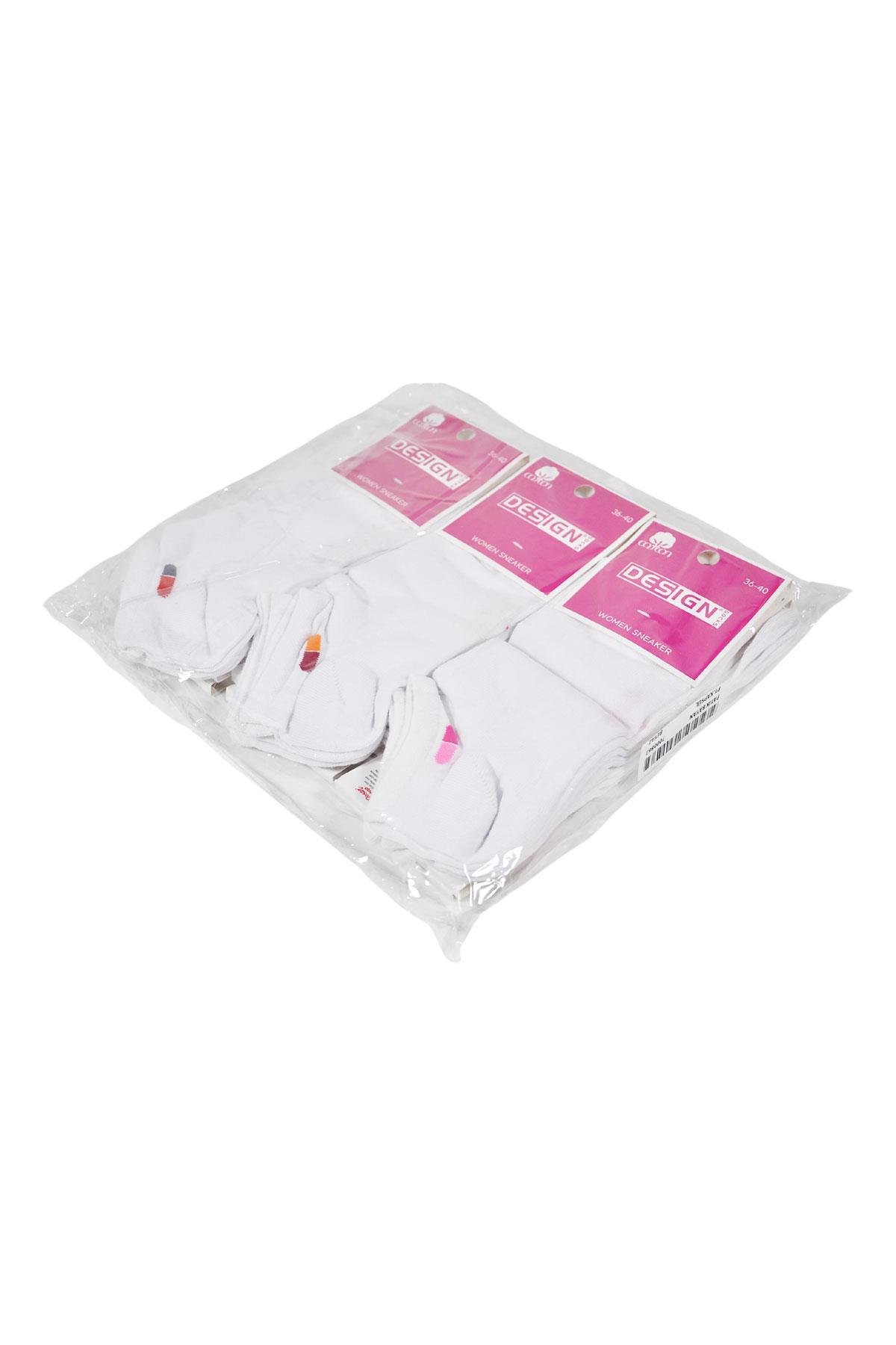 Kapsül Desenli Patik Kadın Çorabı - Beyaz - 36-40 Numara - %70 Pamuk | Design Socks