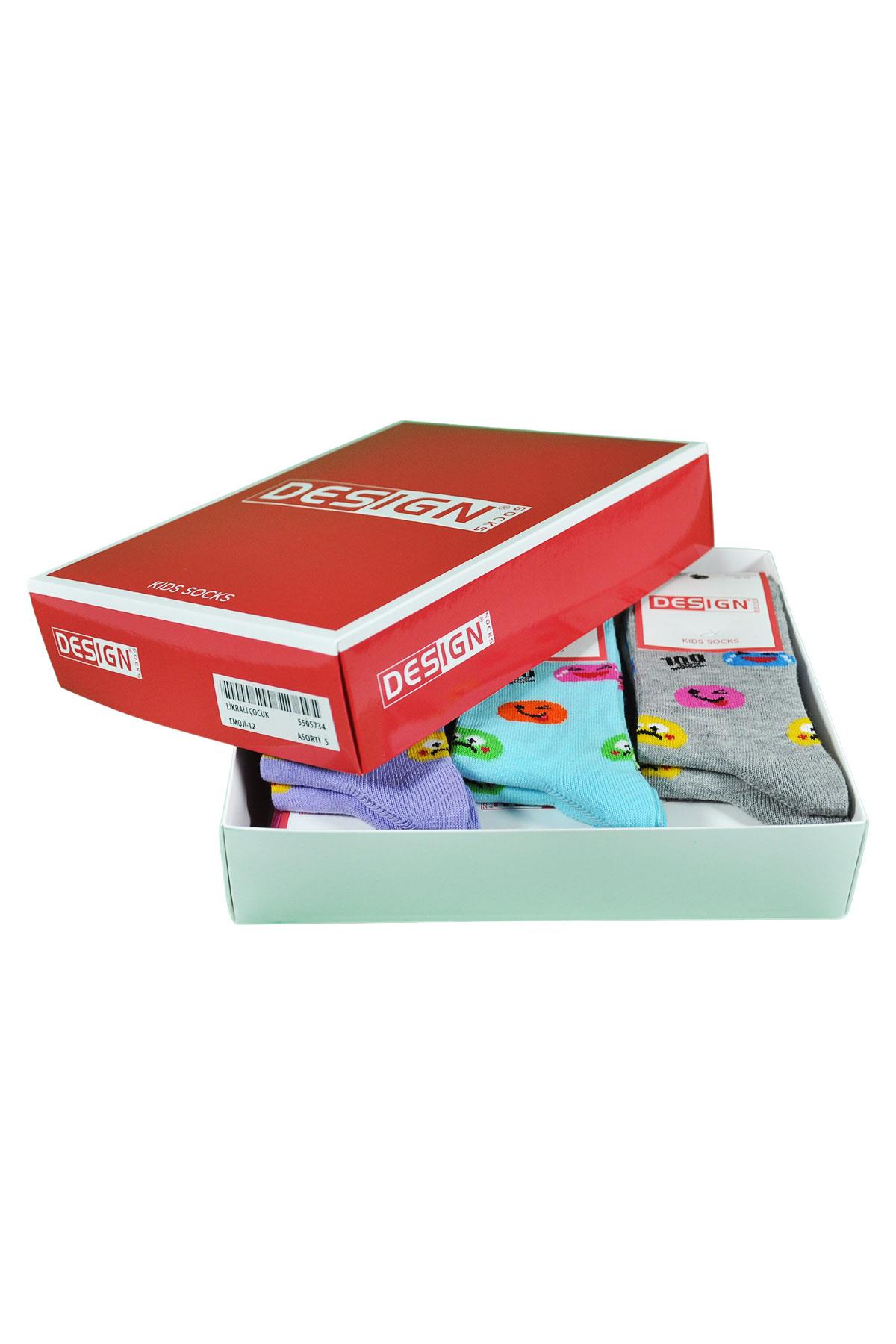 Minik Gülen Yüzler Soket Çocuk Çorabı - Asorti - 3 Yaş / 11 Yaş- %70 Pamuk | Design Socks