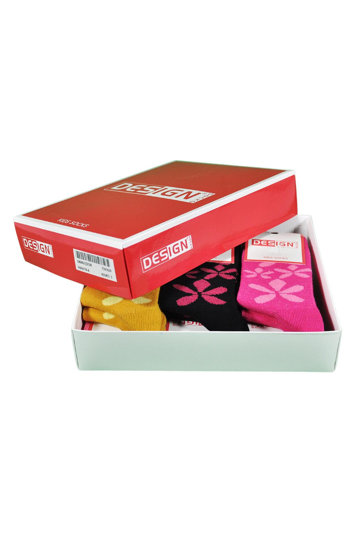 Papatya Desenli Soket Çocuk Çorabı - Asorti - 3 Yaş / 11 Yaş- %70 Pamuk | Design Socks
