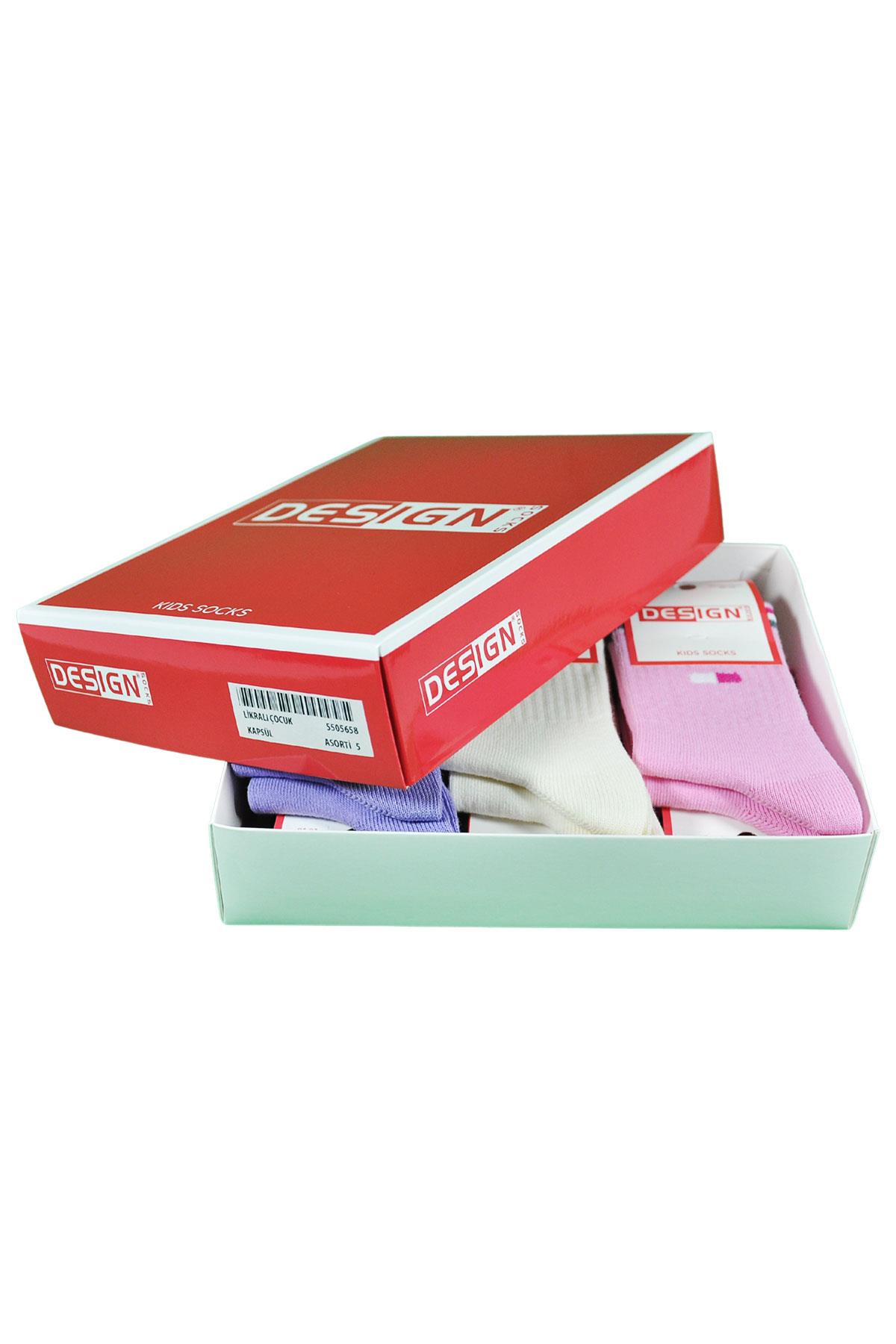 Renkli Kapsül Desenli Soket Çocuk Çorabı - Asorti - 3 Yaş / 11 Yaş- %70 Pamuk | Design Socks
