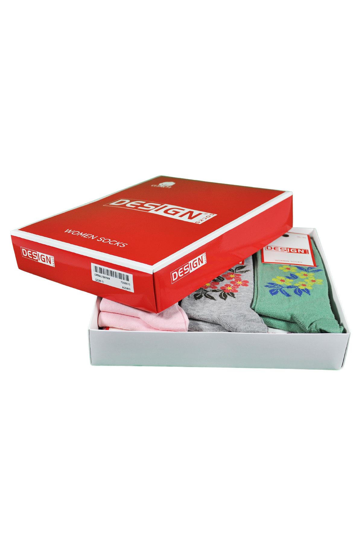 Şarmaşık Desenli Soket Kadın Çorabı - Asorti- 36-40 Numara - %70 Pamuk | Design Socks