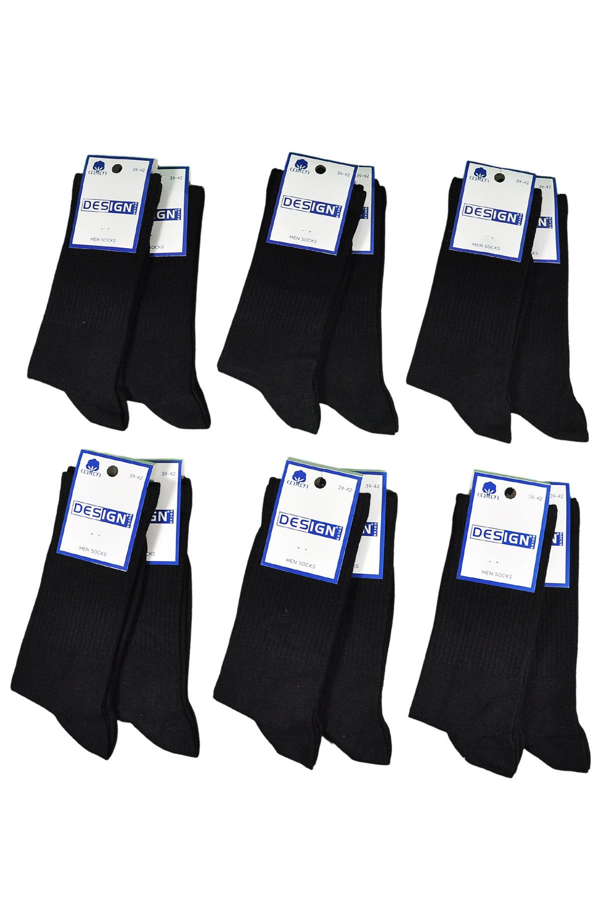 Tenis Soket Erkek Çorabı - 39-42 / 43-46 Numara - %80 Pamuk - Siyah | Design Socks
