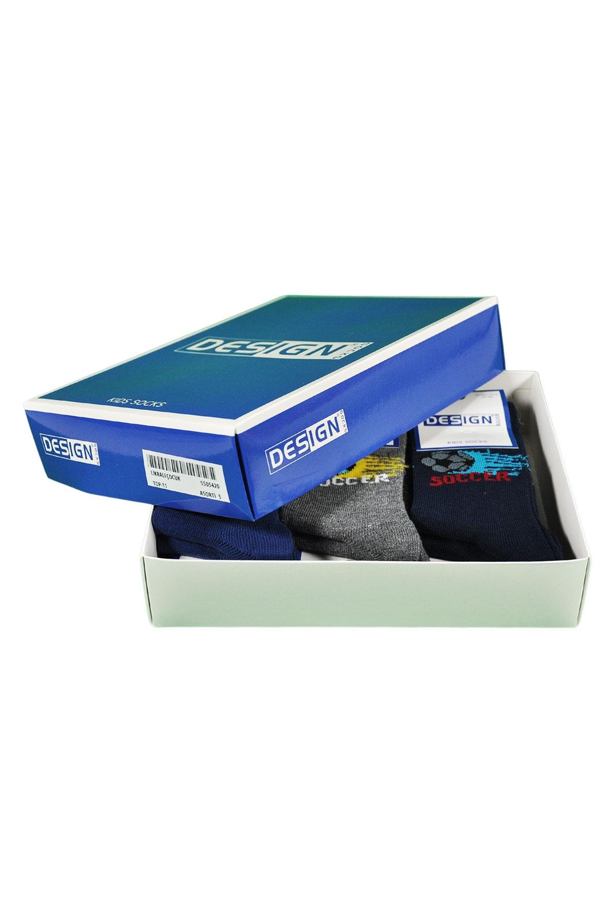 Top Desenli Soket Çocuk Çorabı - Asorti - 3 Yaş / 11 Yaş- %70 Pamuk | Design Socks