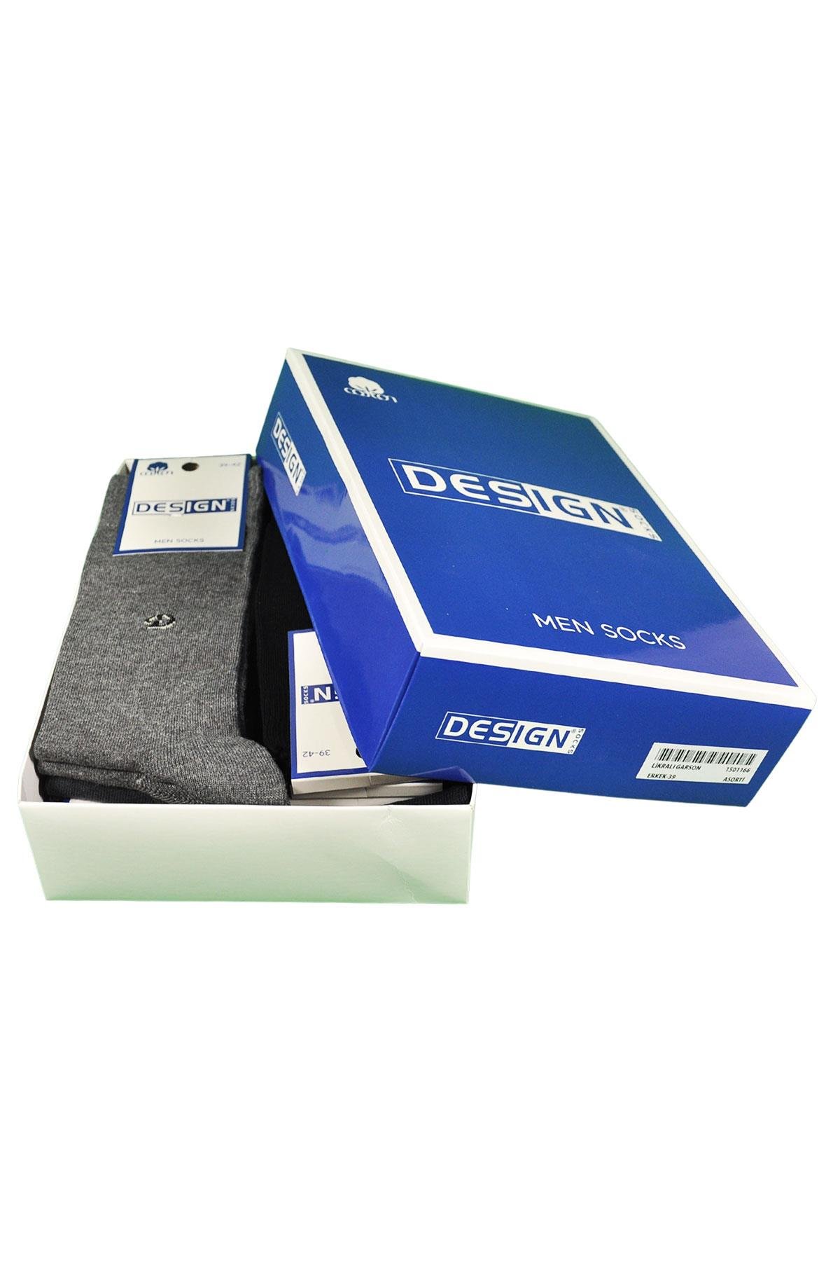Ufak D Desenli Soket Erkek Çorabı - 39-42 / 43-46 Numara - %80 Pamuk - Asorti | Design Socks