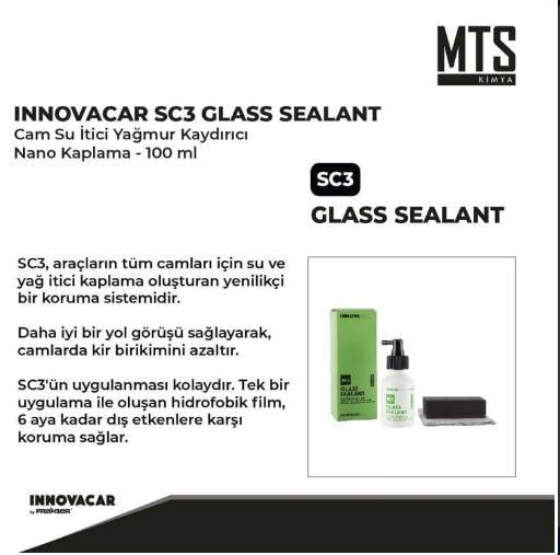 Fra-Ber INNOVACAR SC3 GLASS SEALANT Cam Su İtici Yağmur Kaydırıcı Nano Kaplama - 100 ml