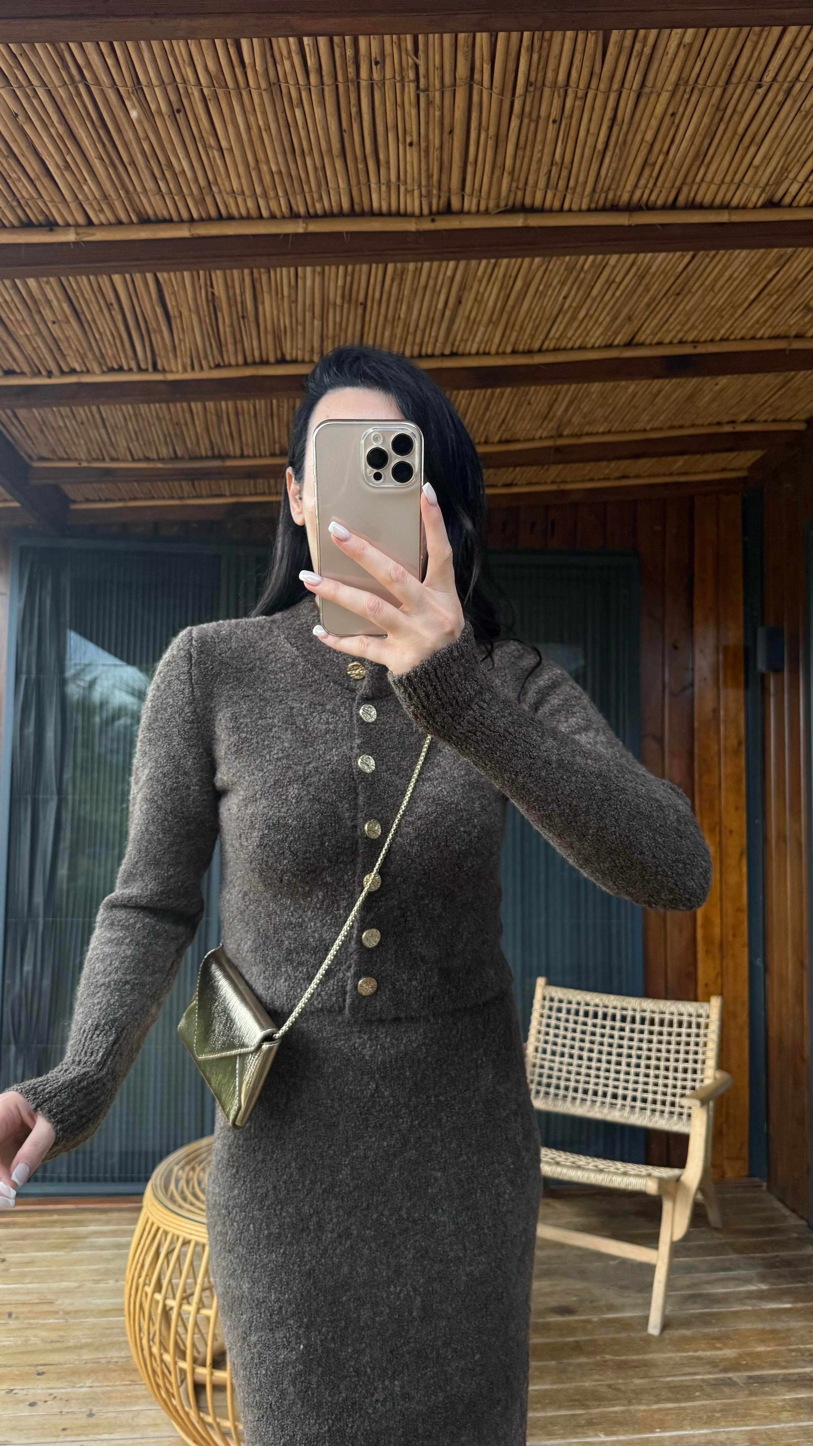  Acı Kahve Hırka Etek Buklet Takım