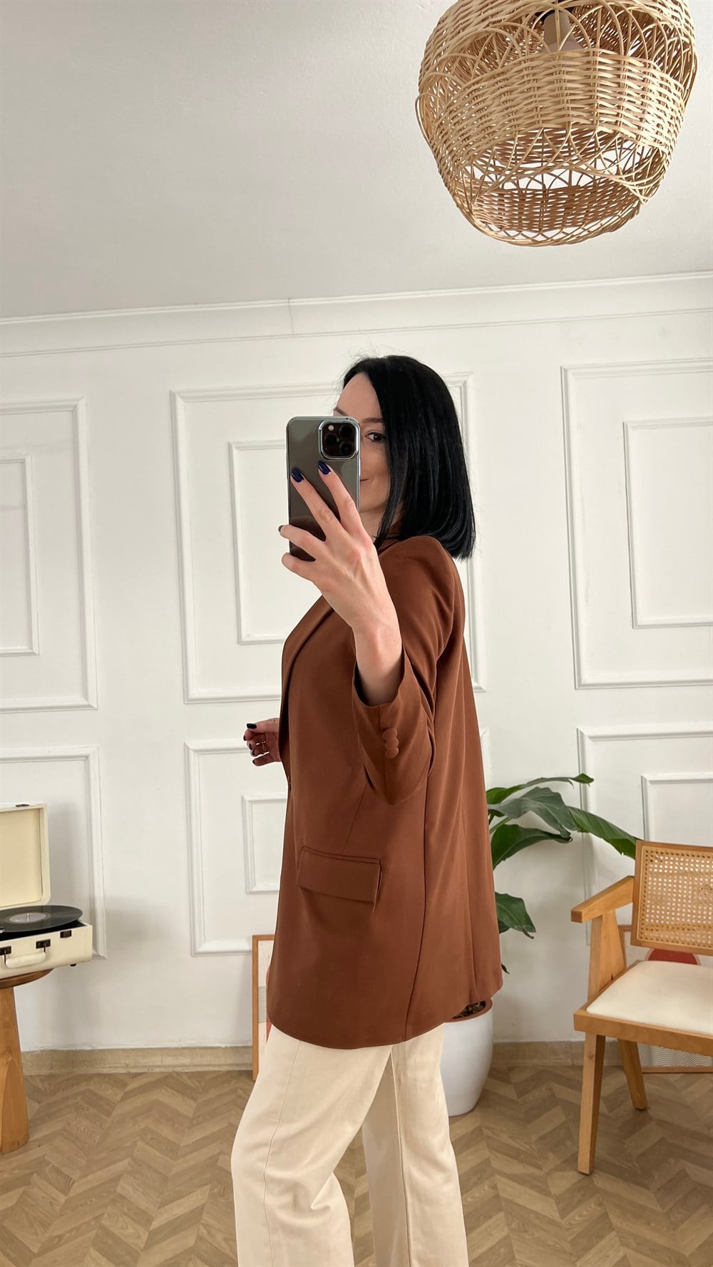 Acı Kahve Astarlı Blazer Ceket