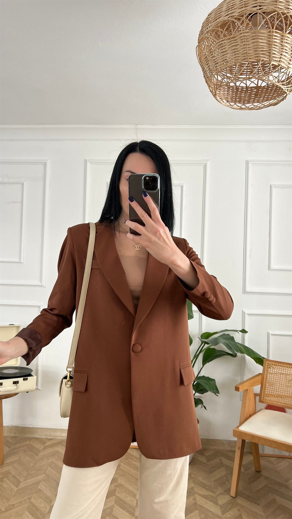 Acı Kahve Astarlı Blazer Ceket