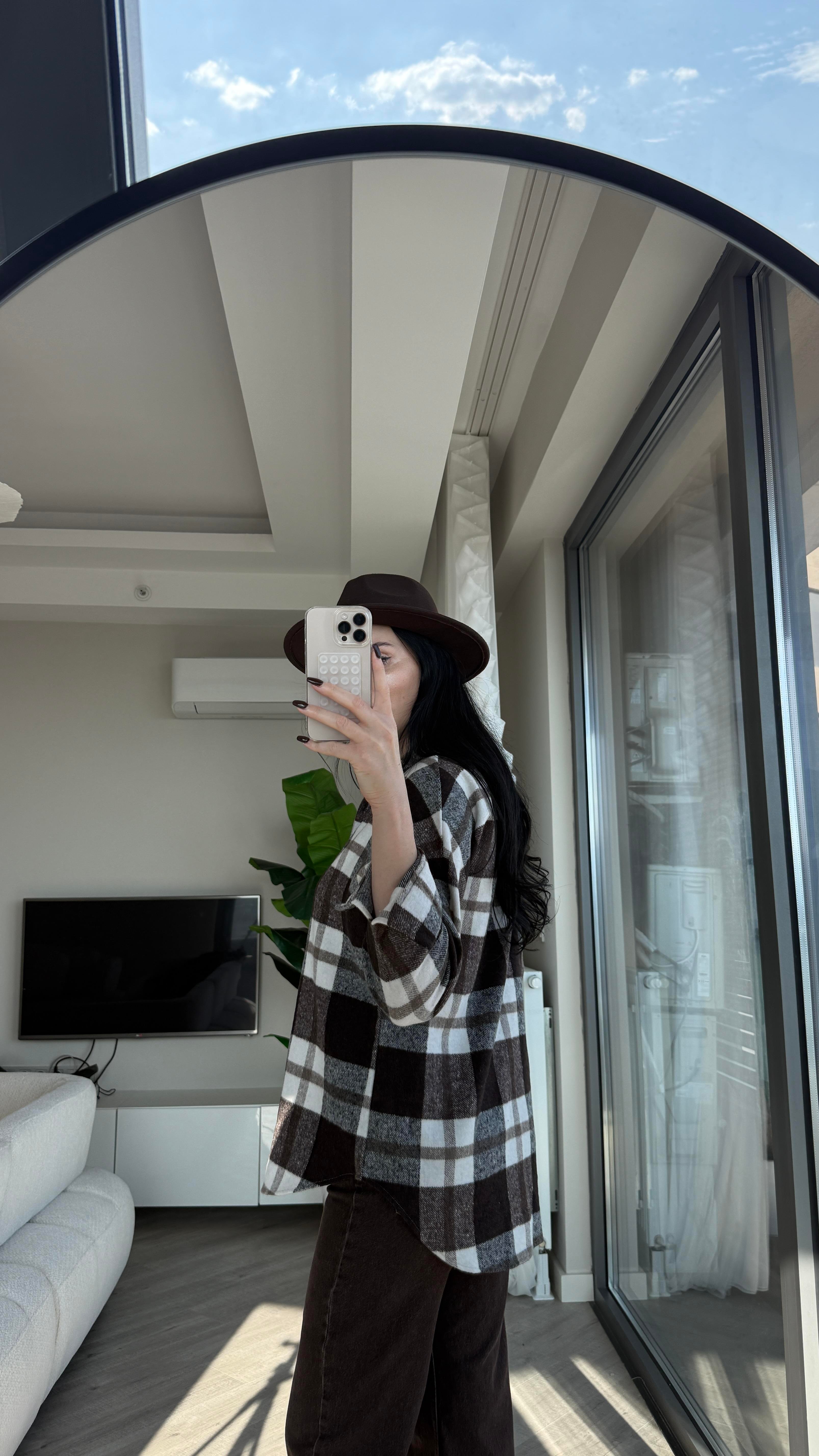 Acı Kahve Ekose Detaylı Oduncu Gömlek