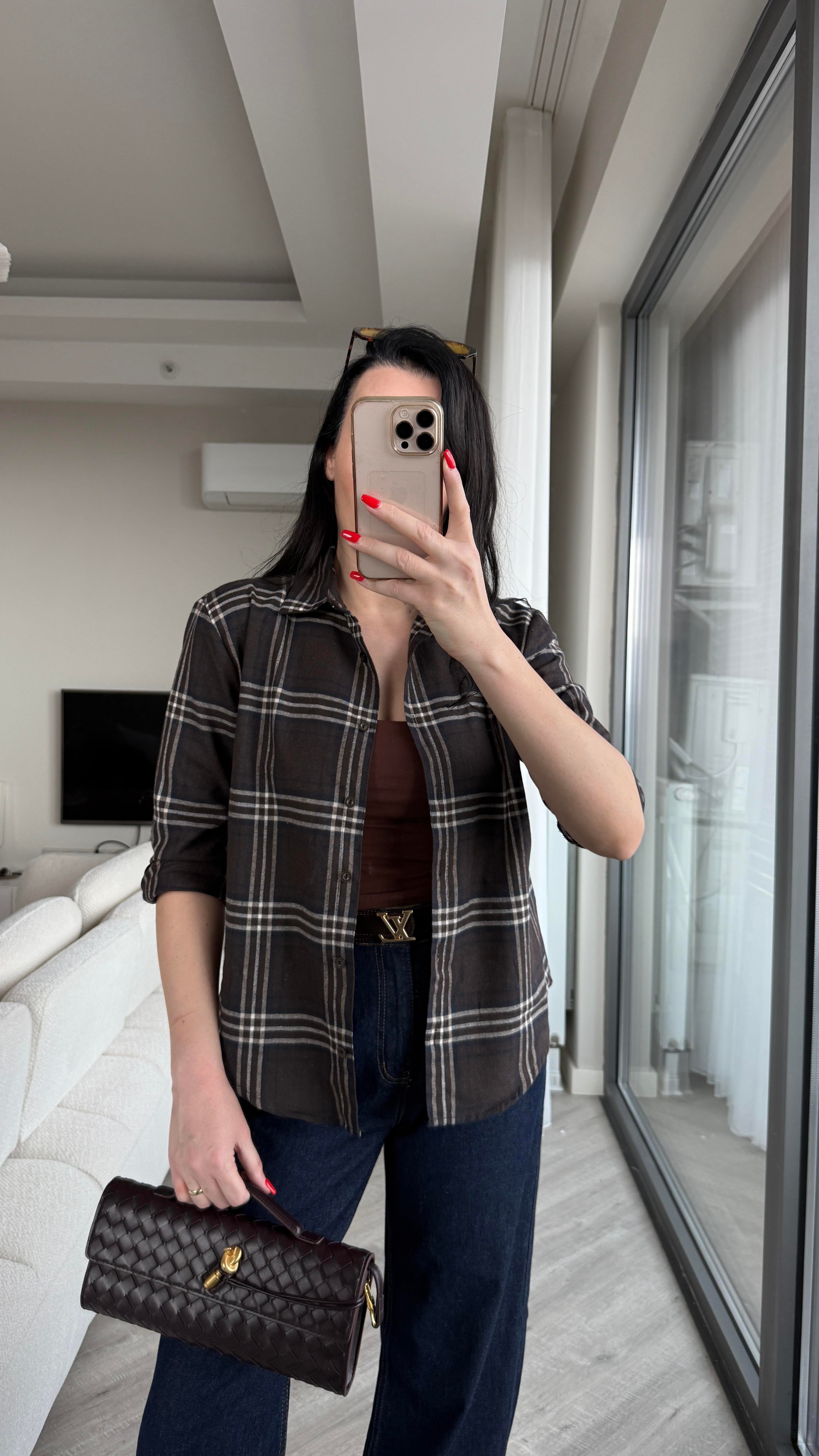 Acı Kahve Ekoseli Oduncu Gömlek