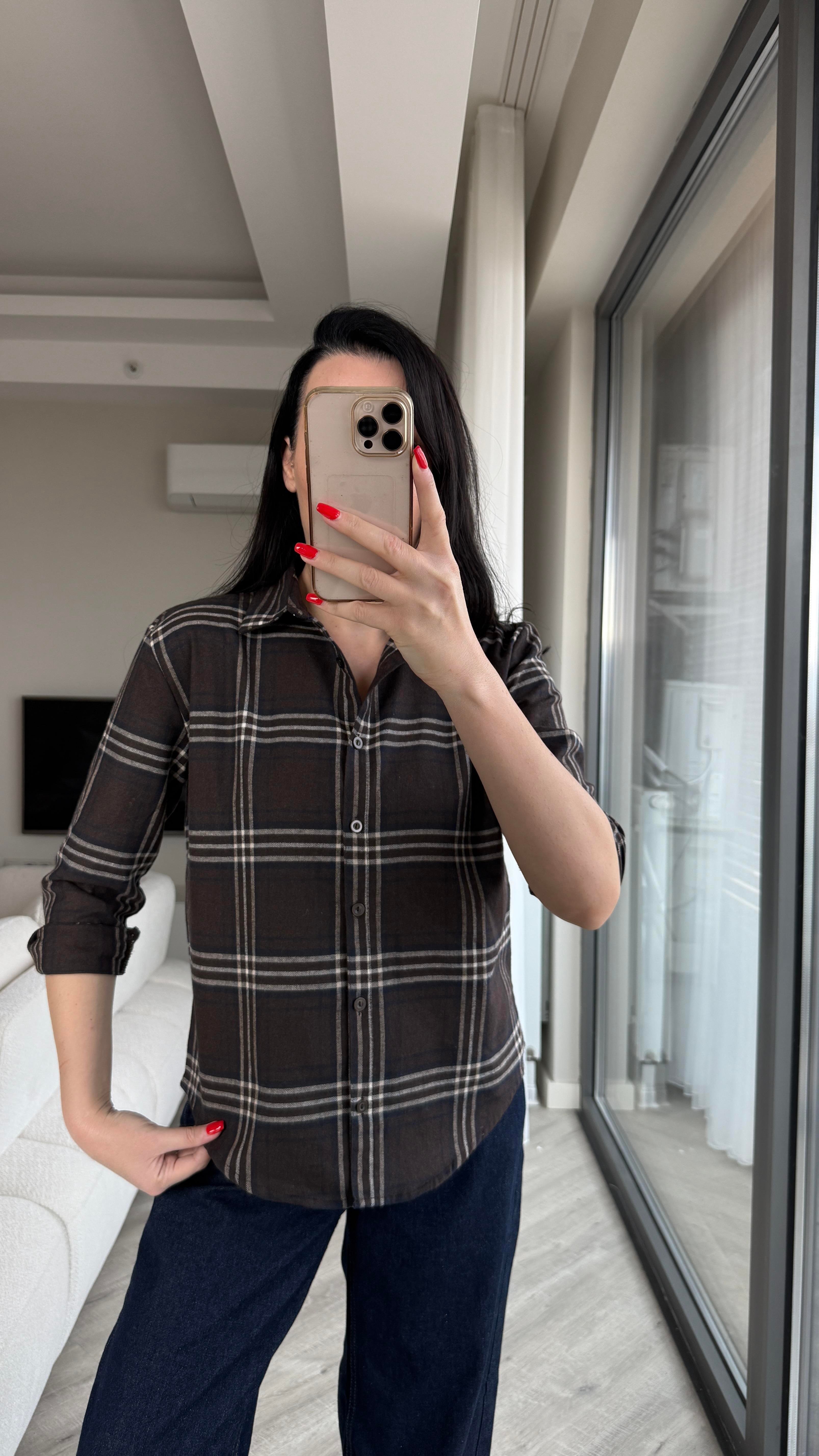 Acı Kahve Ekoseli Oduncu Gömlek