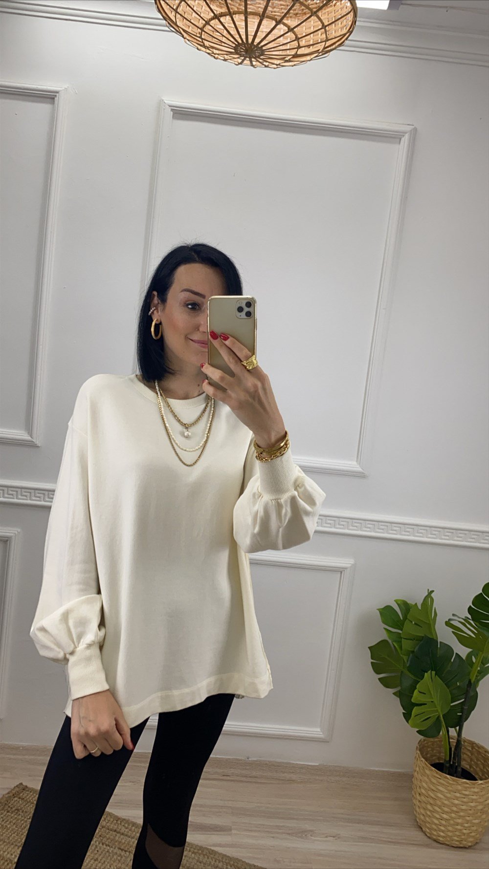 Arkası Pileli Tunik Sweat 