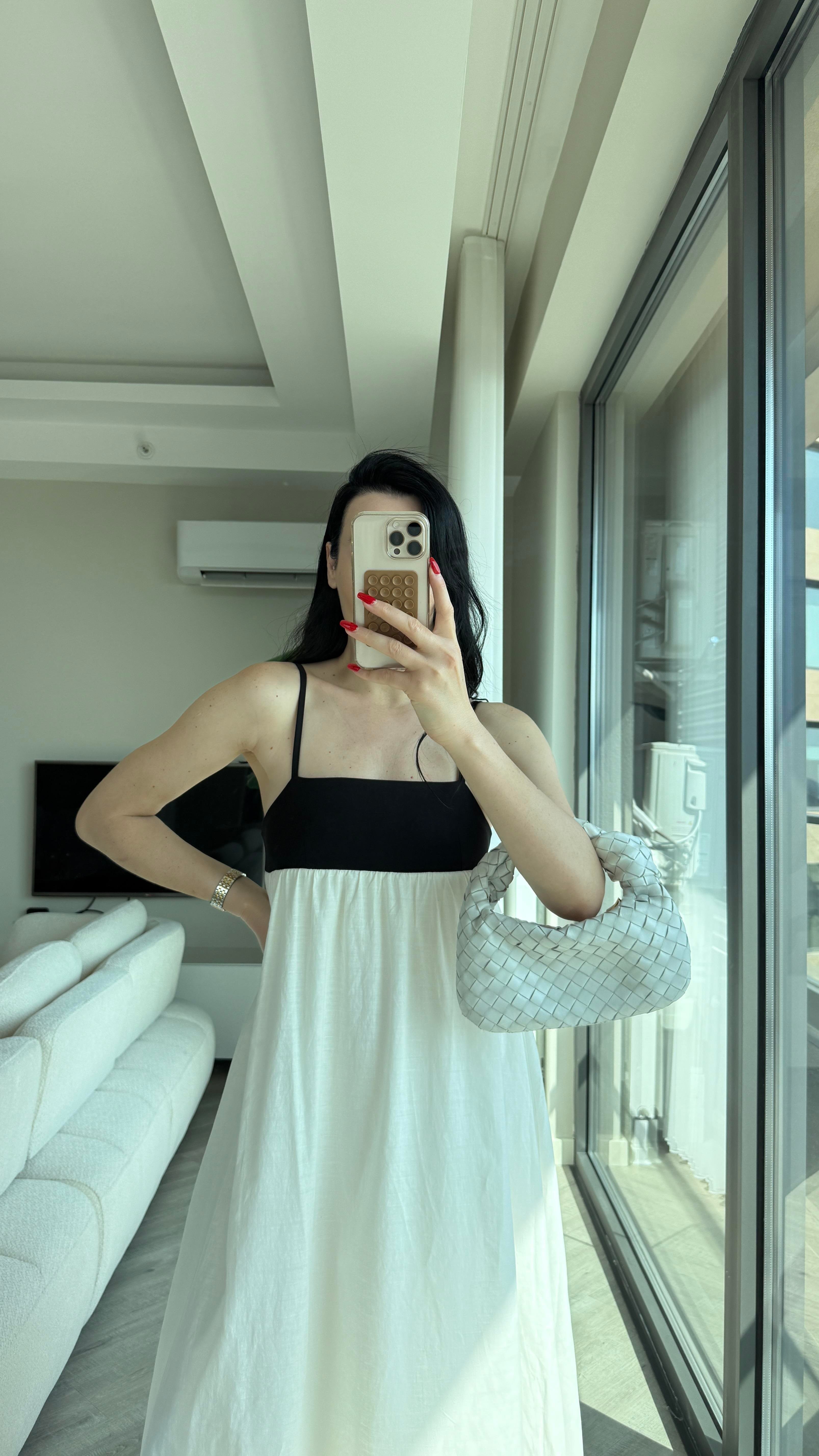 Beyaz İp Askılı RUBY Elbise