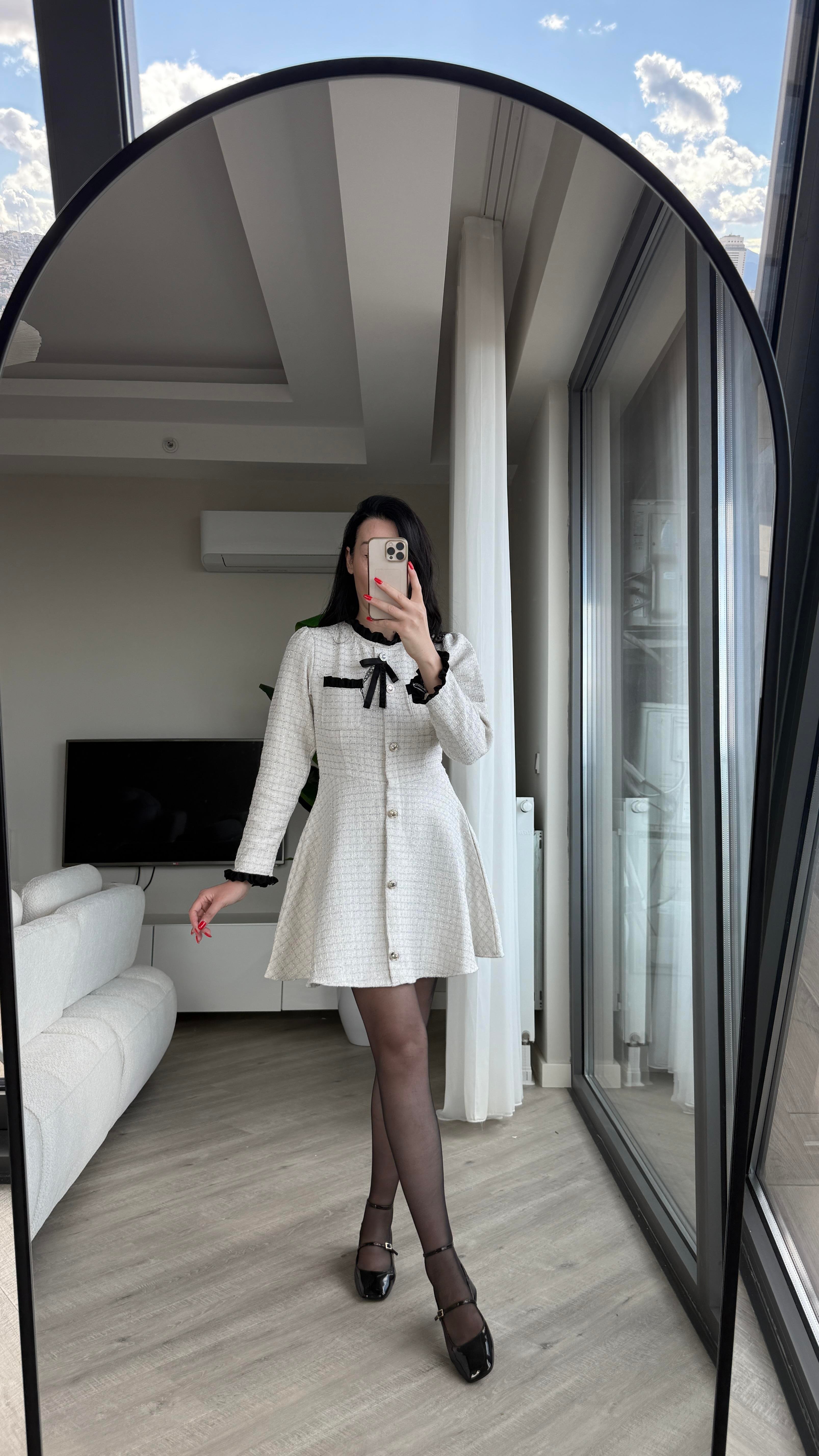 Beyaz MERLİN Tüvit Elbise