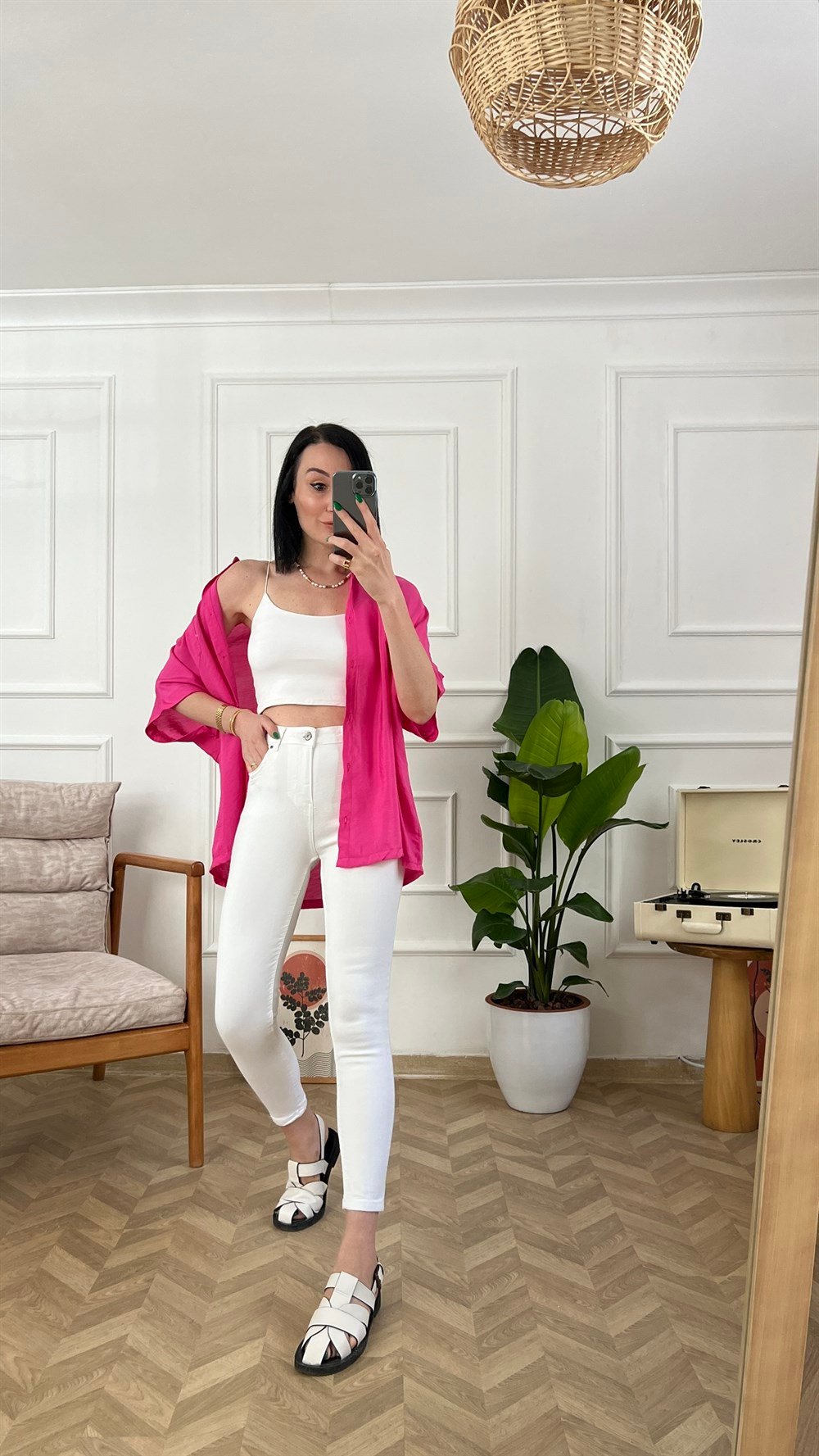 Beyaz Yüksek Bel Skinny Jean 