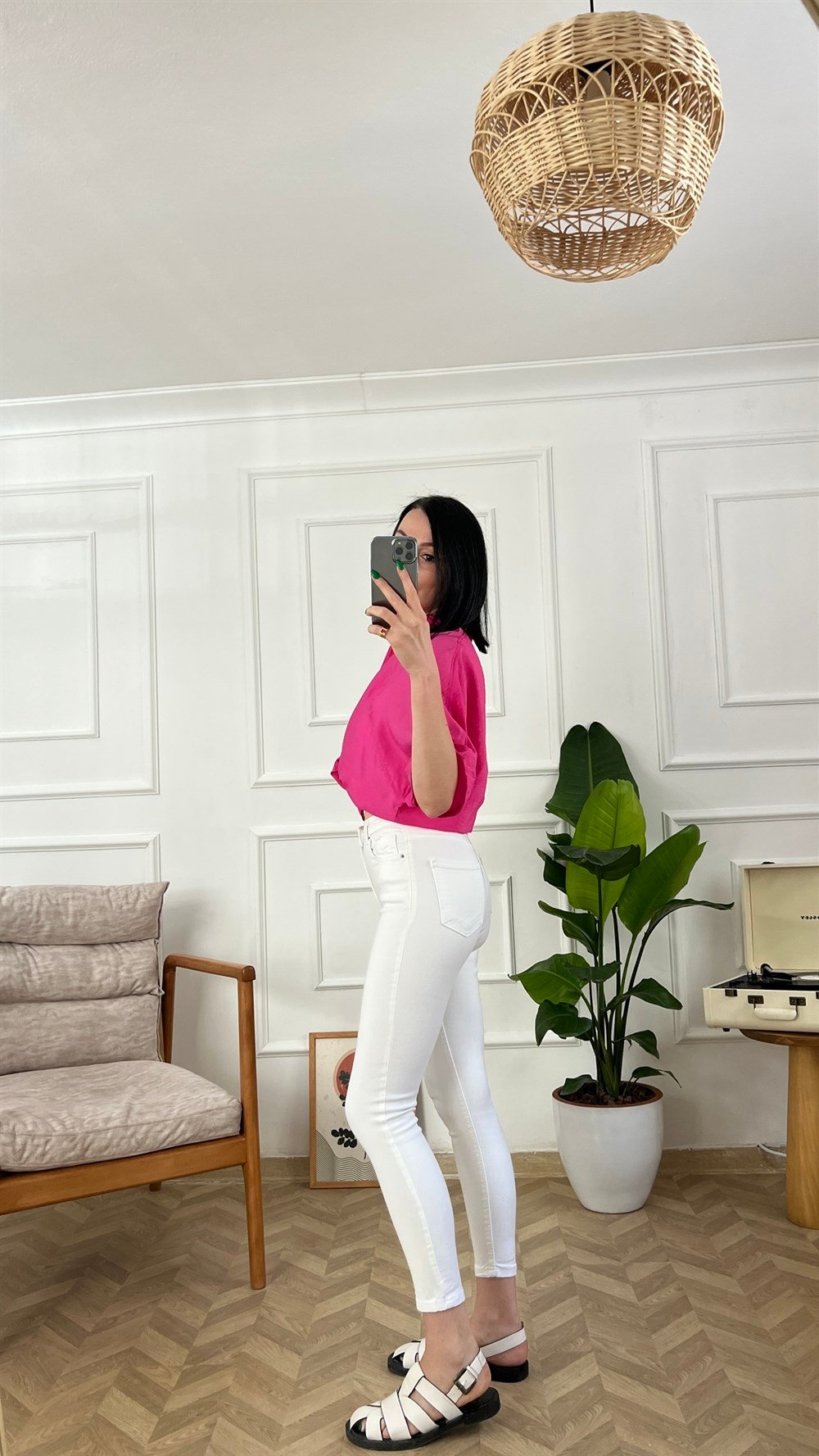 Beyaz Yüksek Bel Skinny Jean 