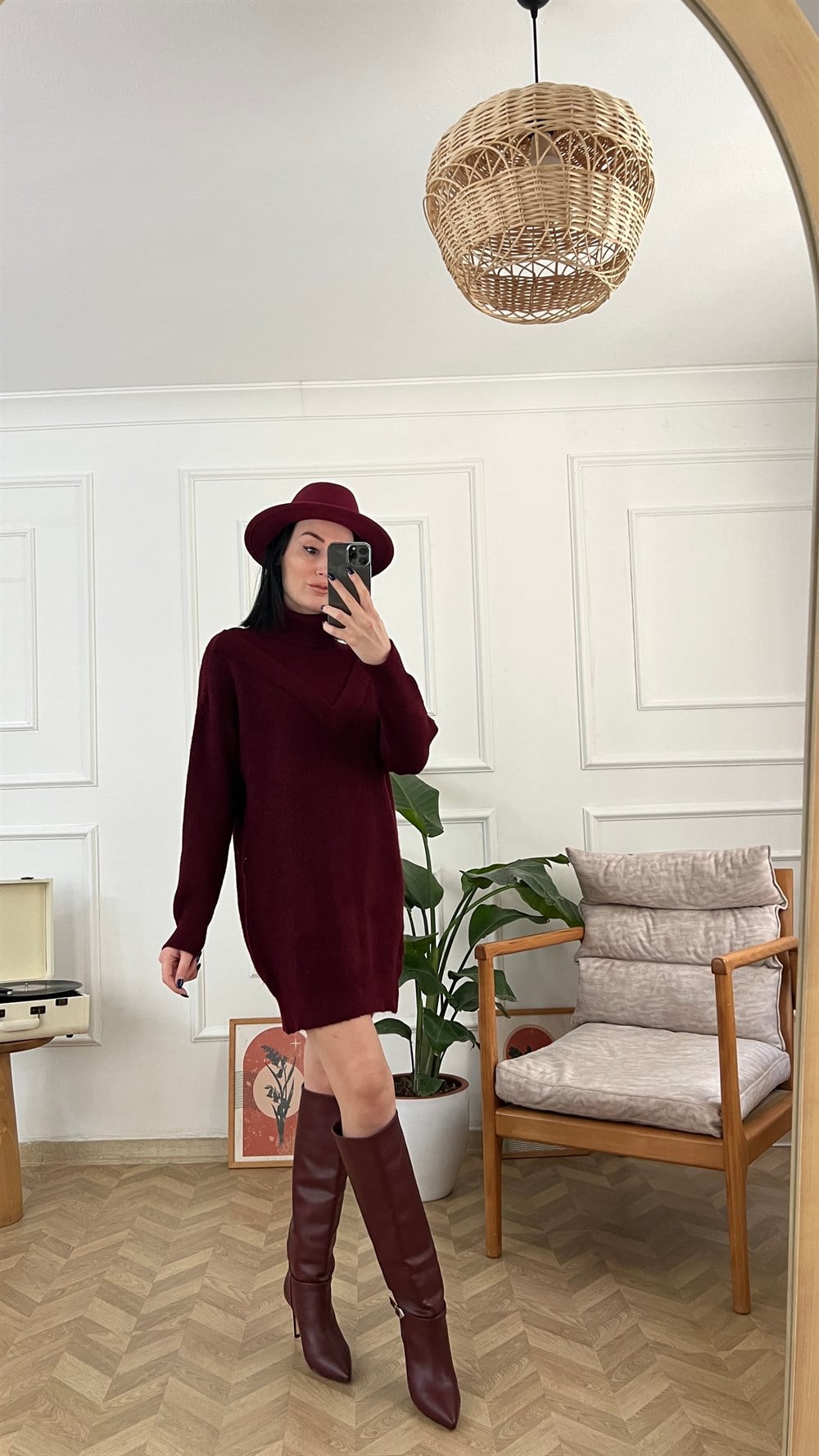 Bordo Kazak Elbise