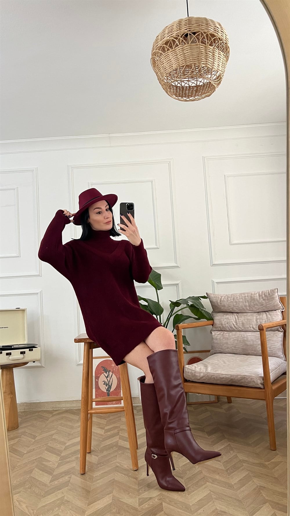 Bordo Kazak Elbise