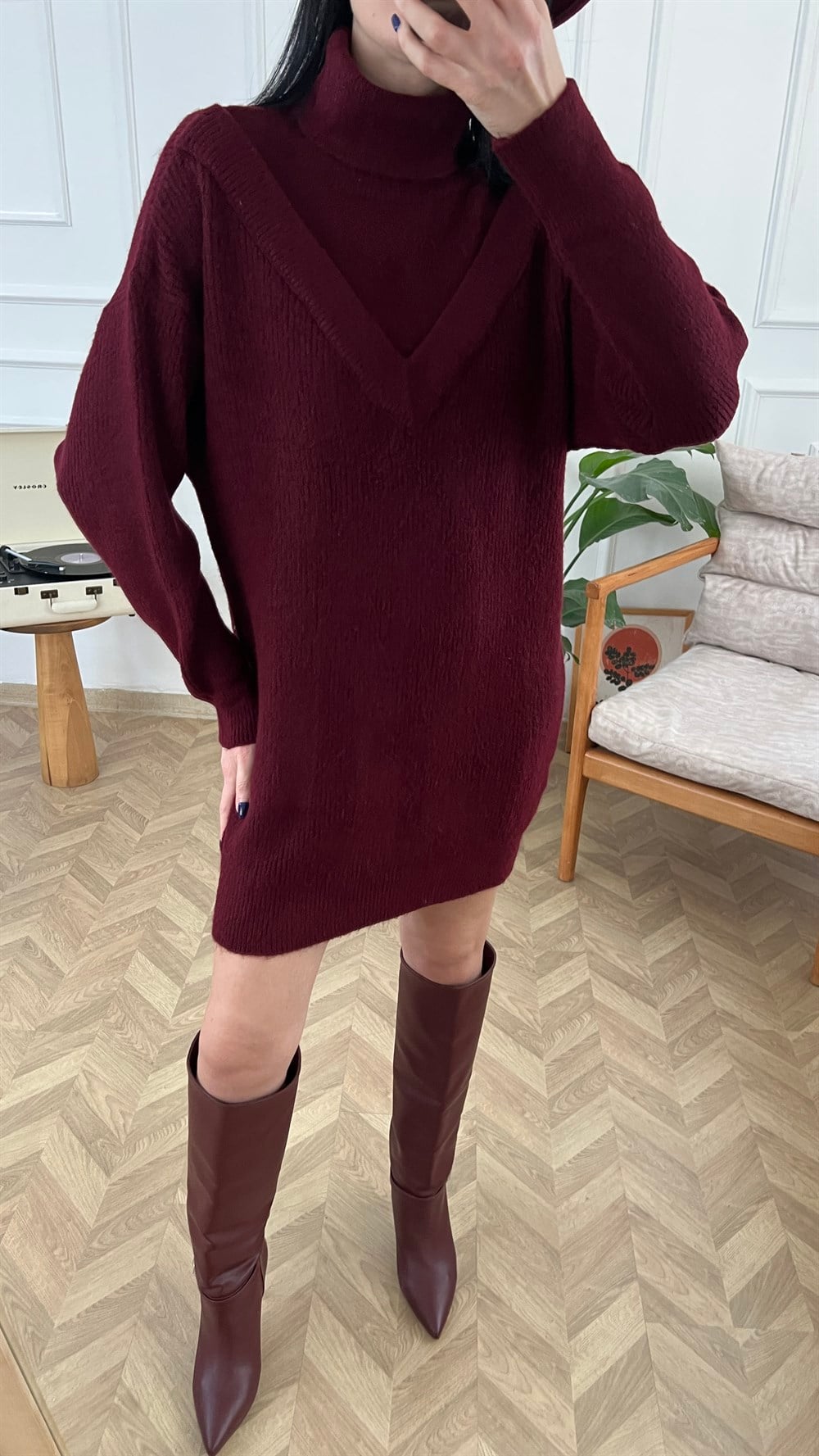 Bordo Kazak Elbise