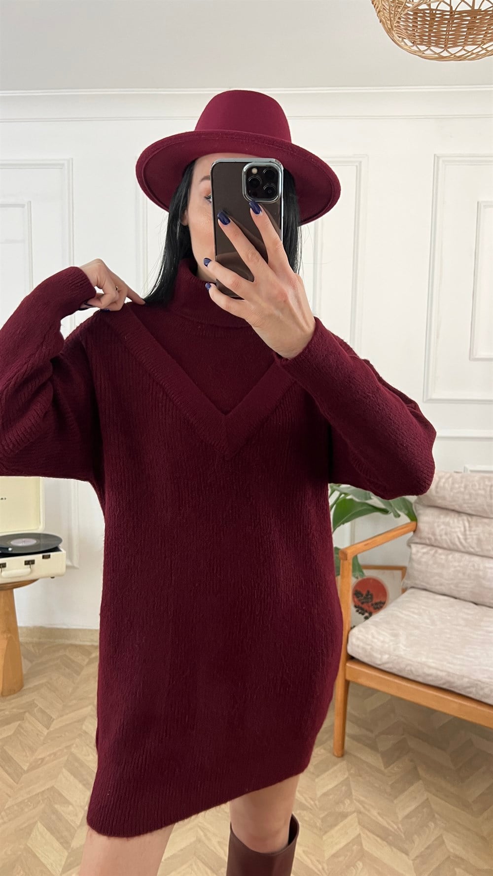 Bordo Kazak Elbise