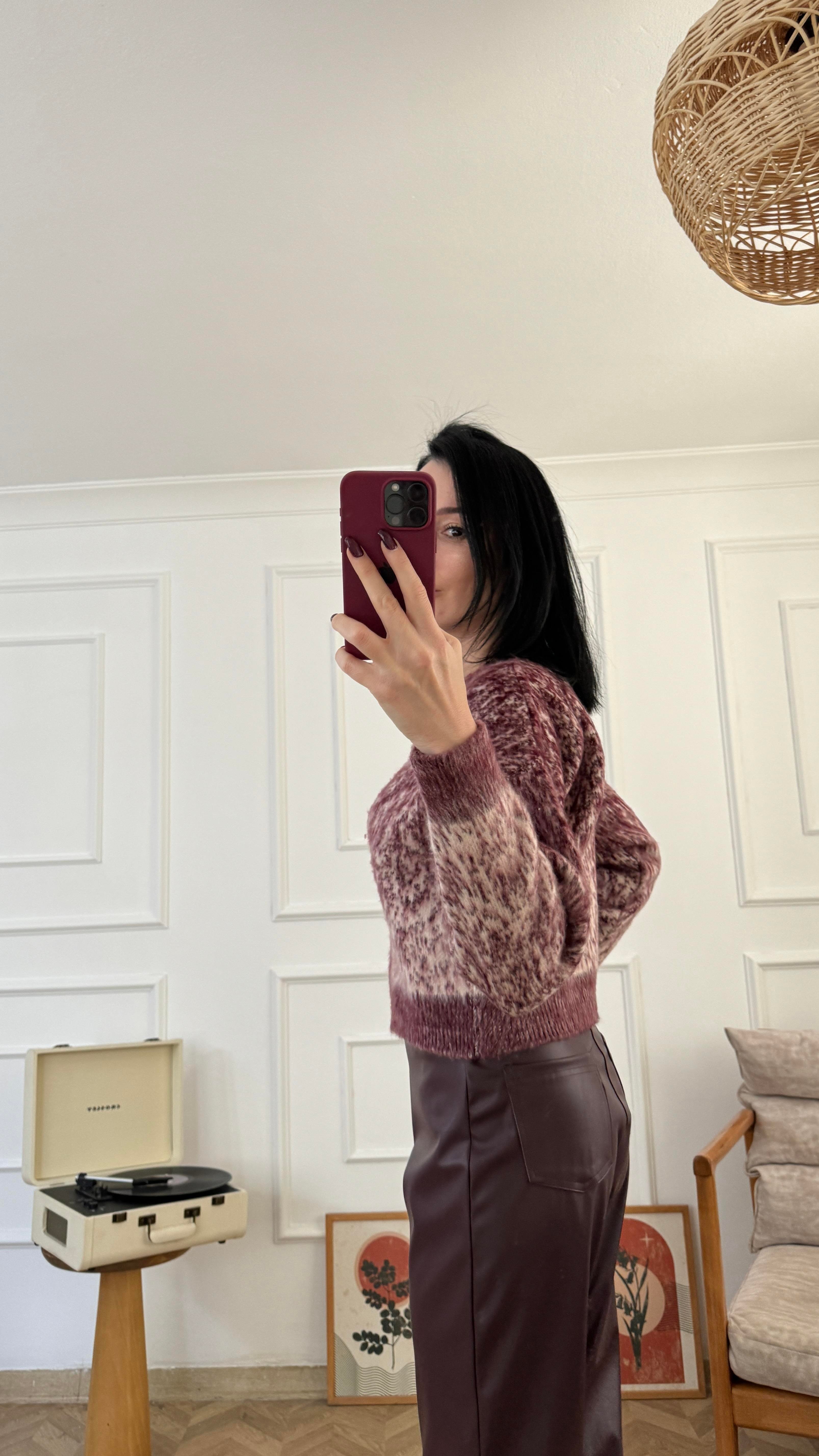 Bordo Vanilya Şardonlu Hırka