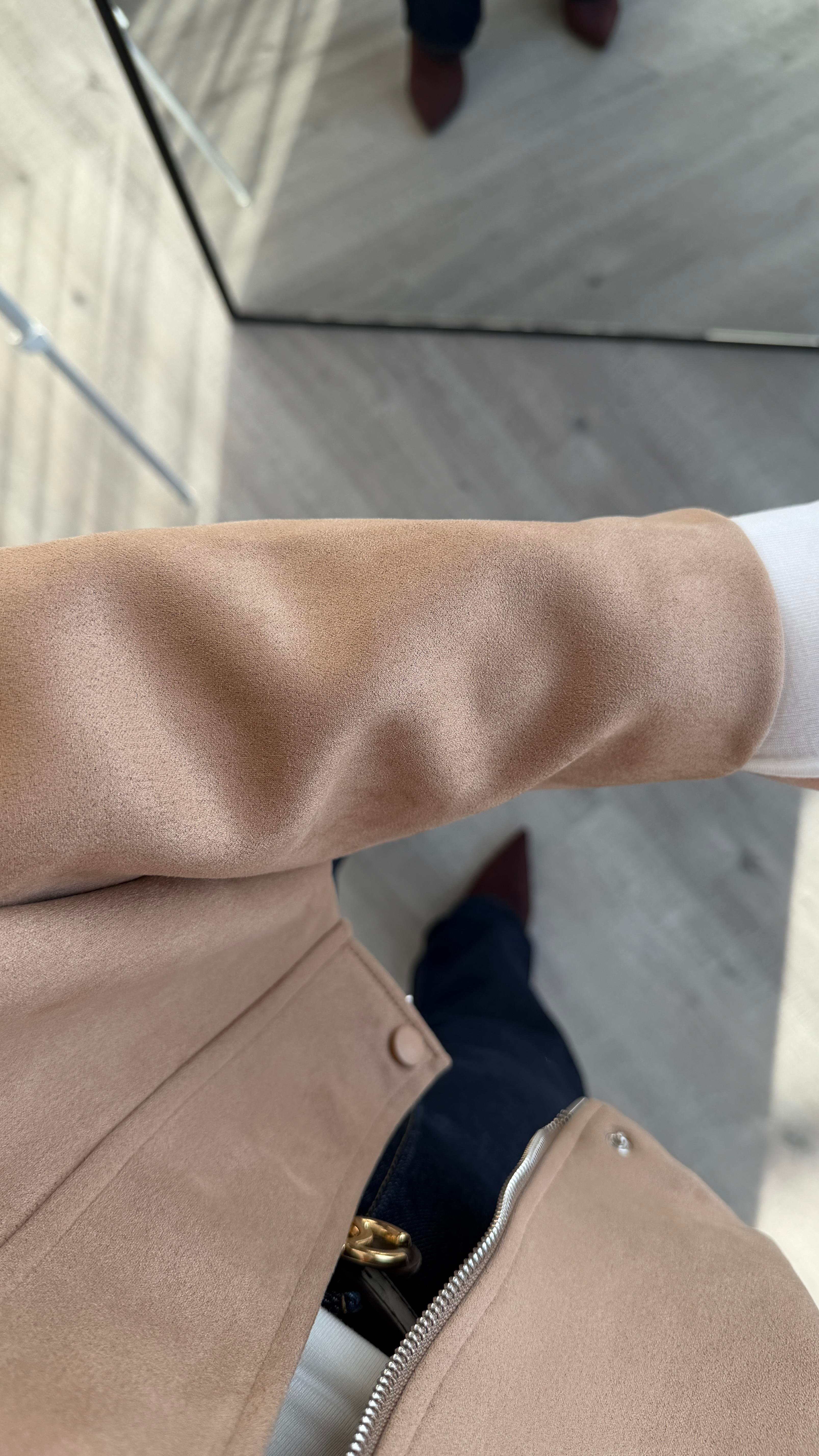 Camel Süet Bomber Ceket