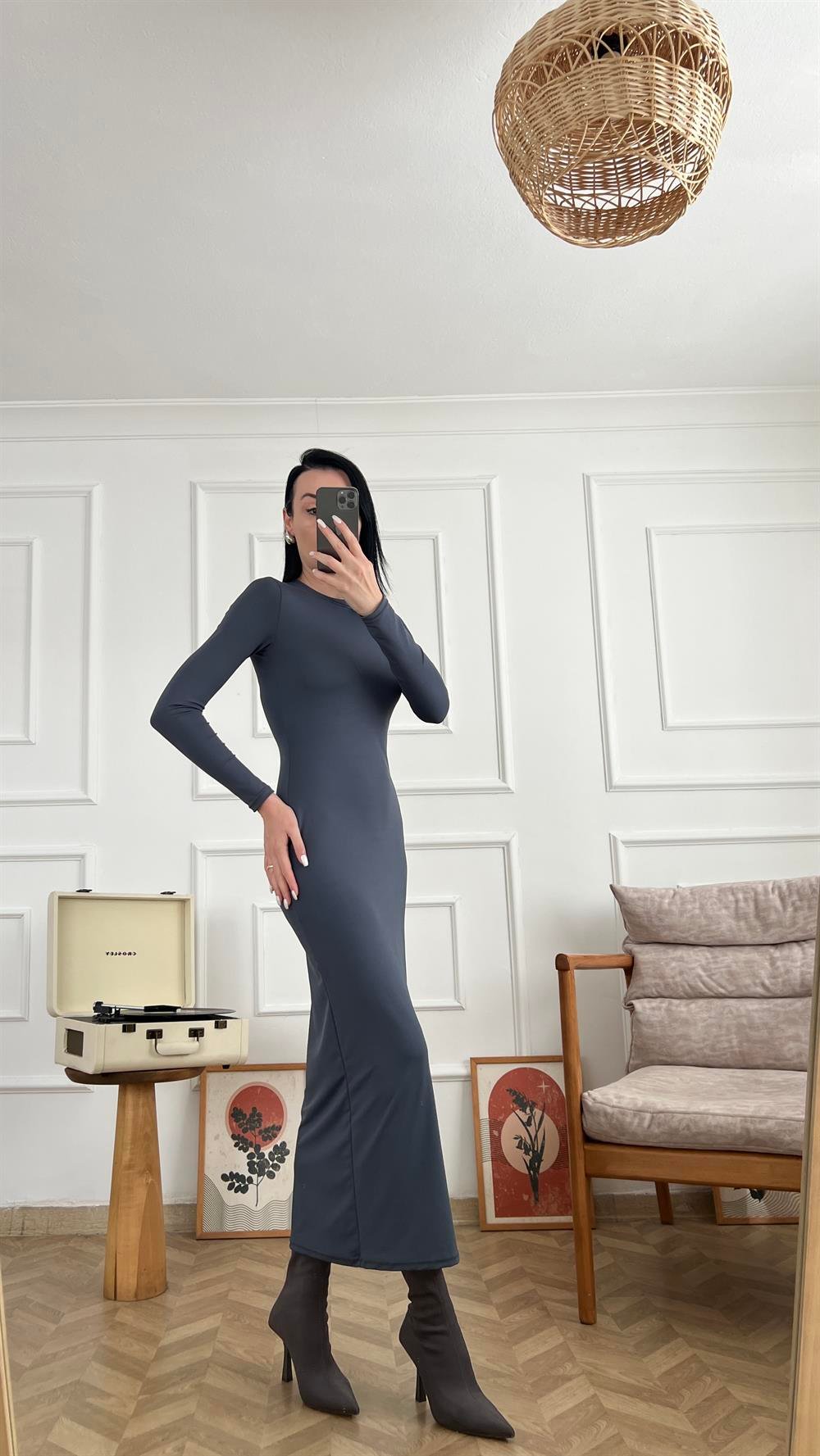 Füme Full Likralı Elbise