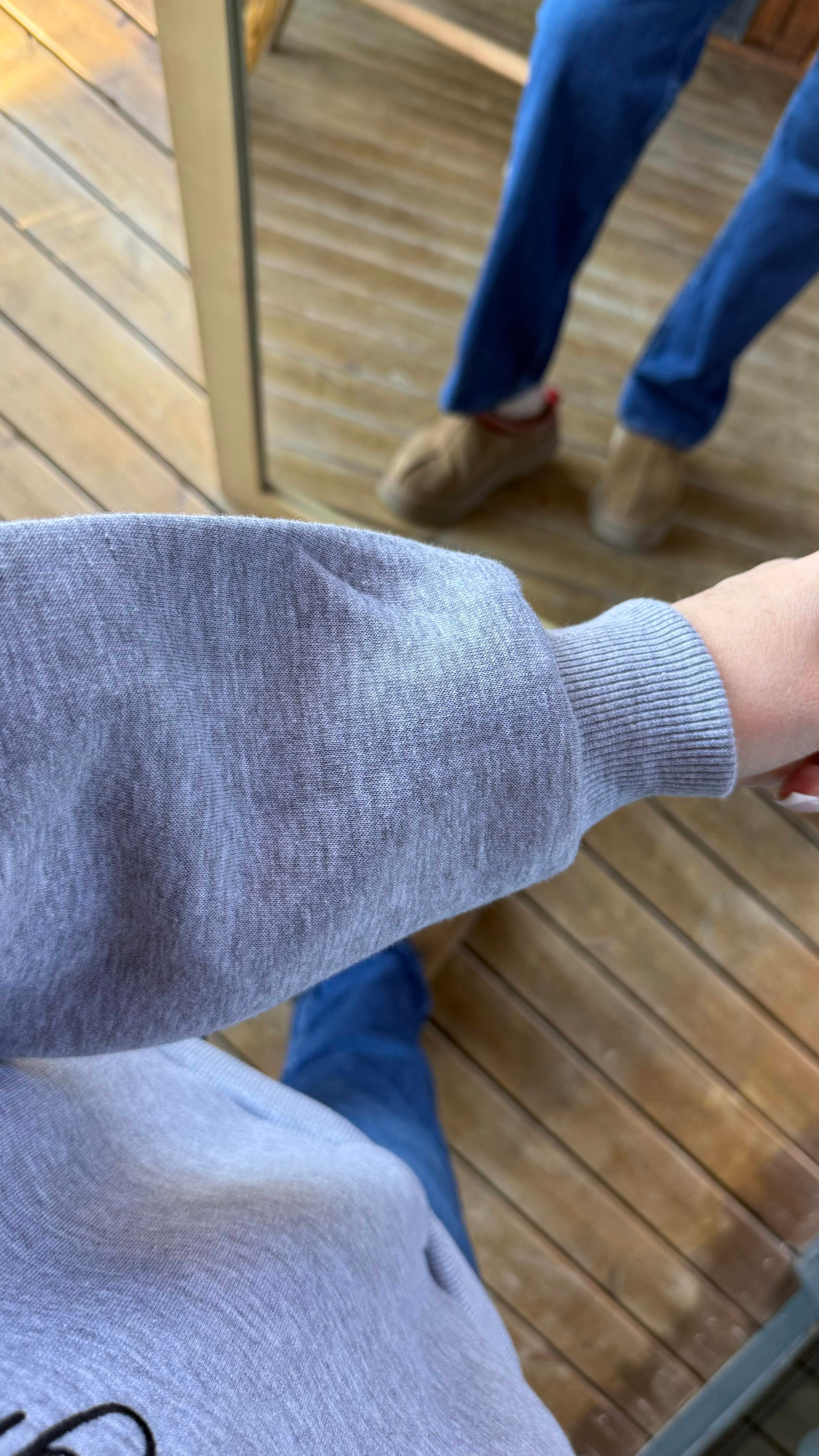 Gri Yakası Kot Detaylı Sweat