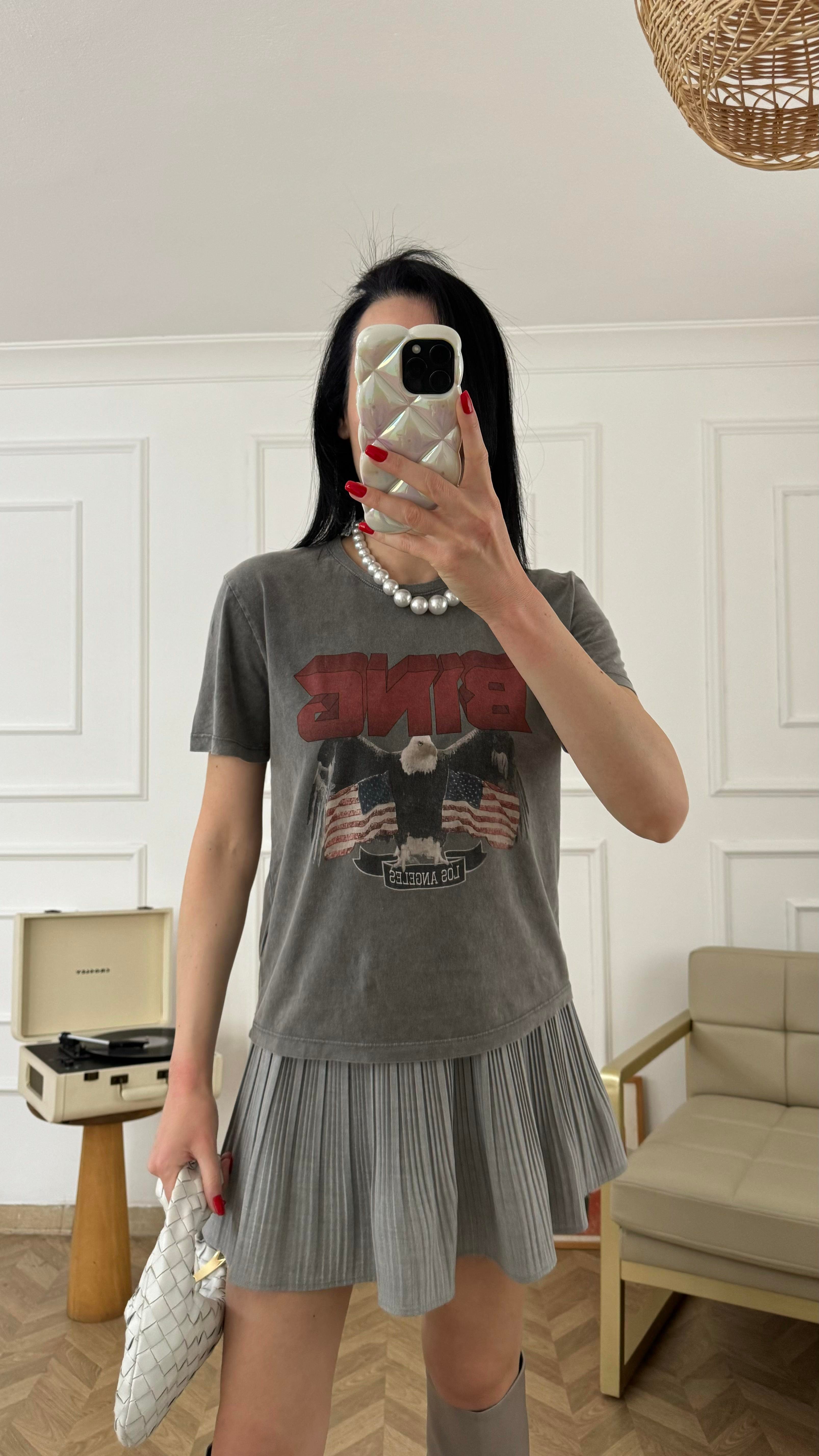 Gri Yıkamalı Baskılı Tshirt