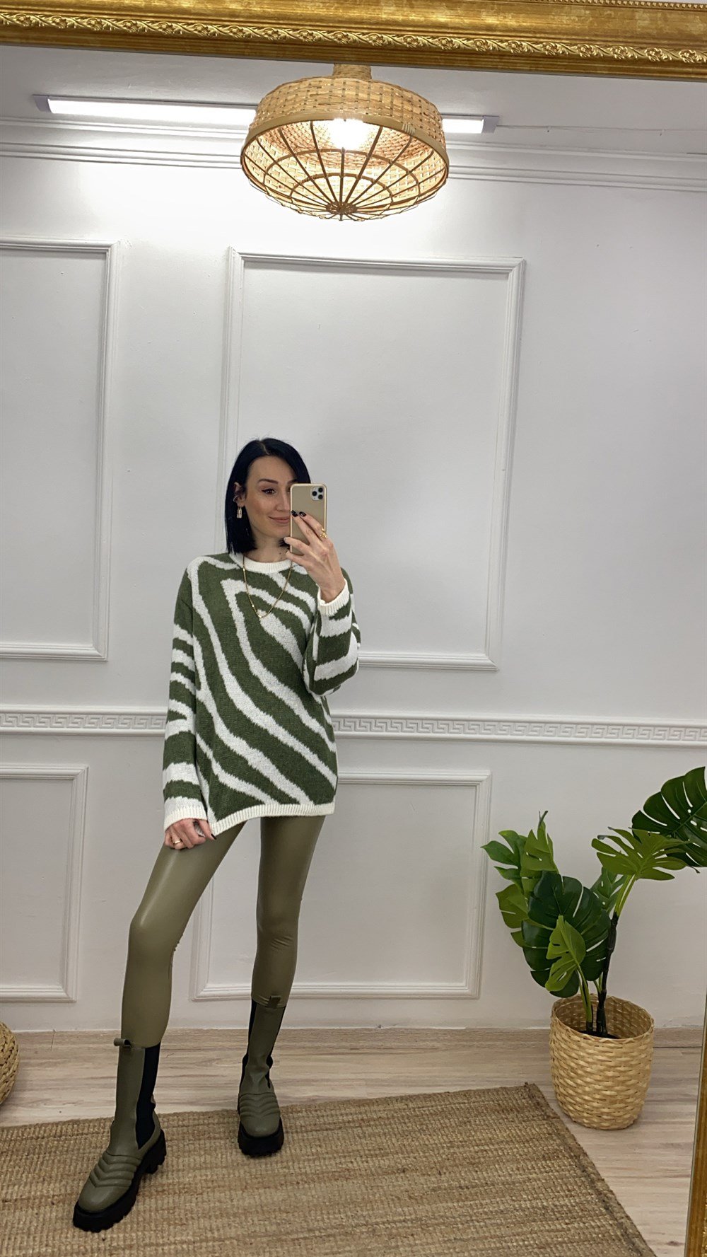 Haki İçi Kürklü Deri Tayt