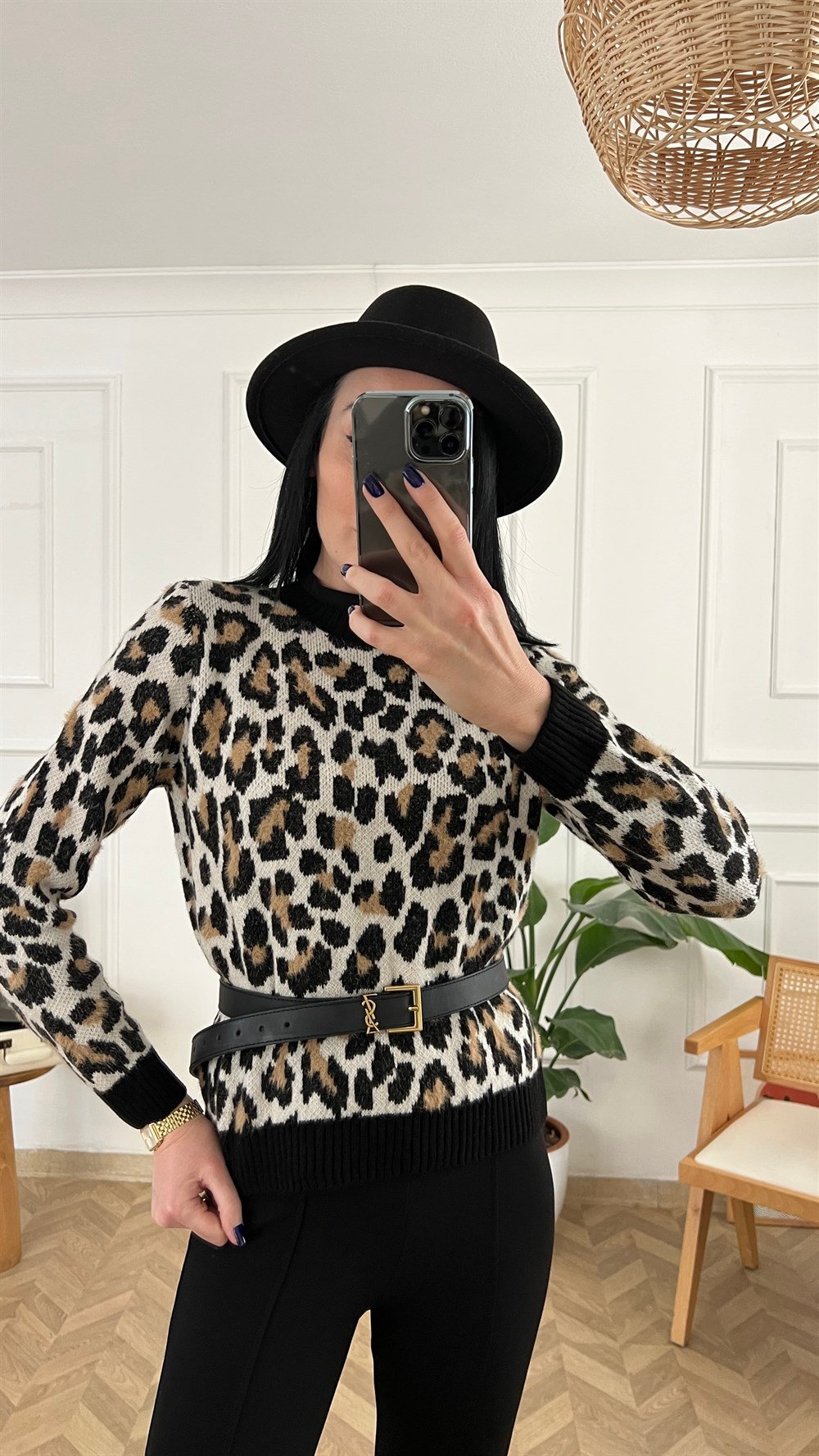 Leopar Desen Triko
