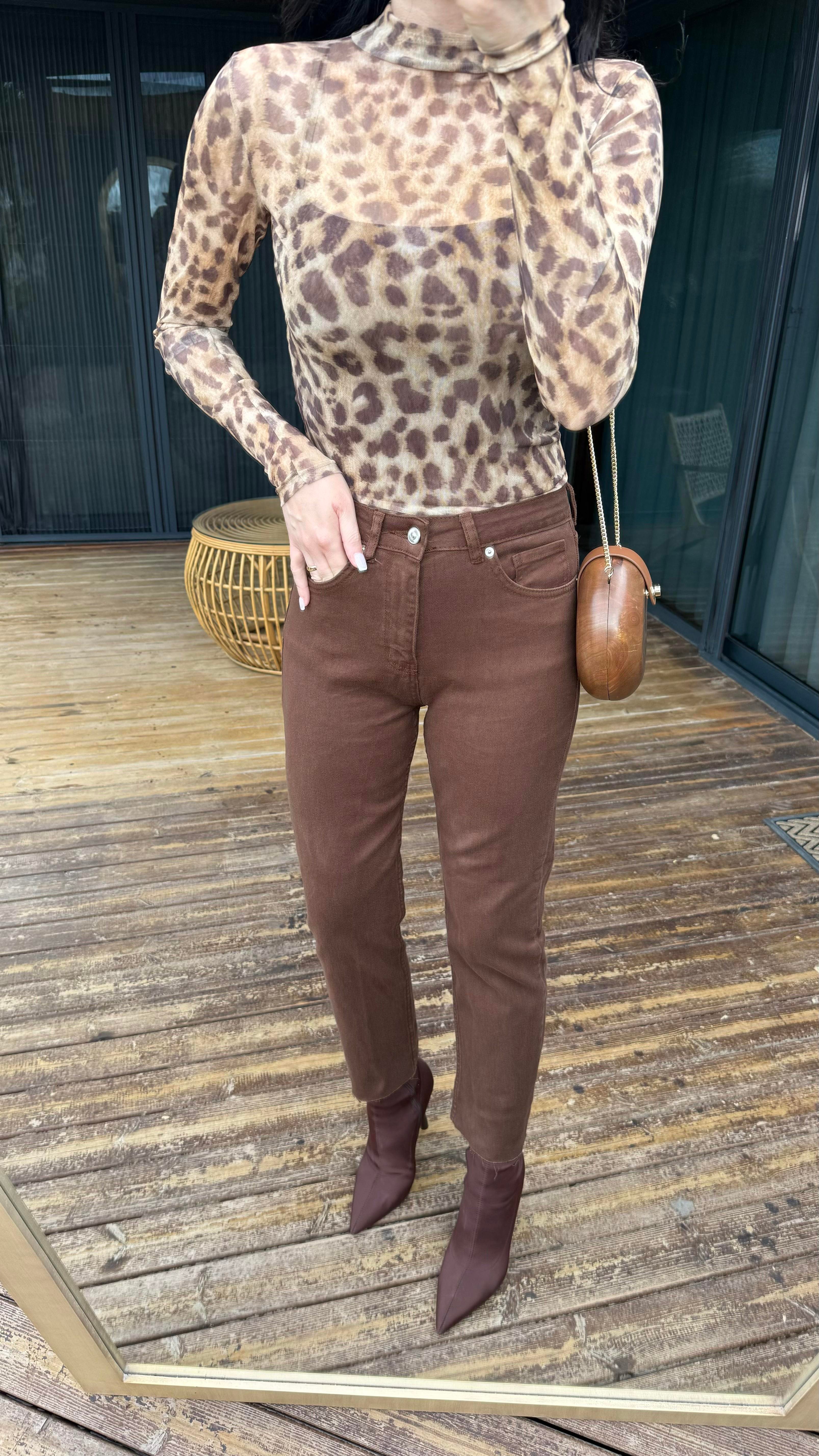 Leopar Tül Bluz