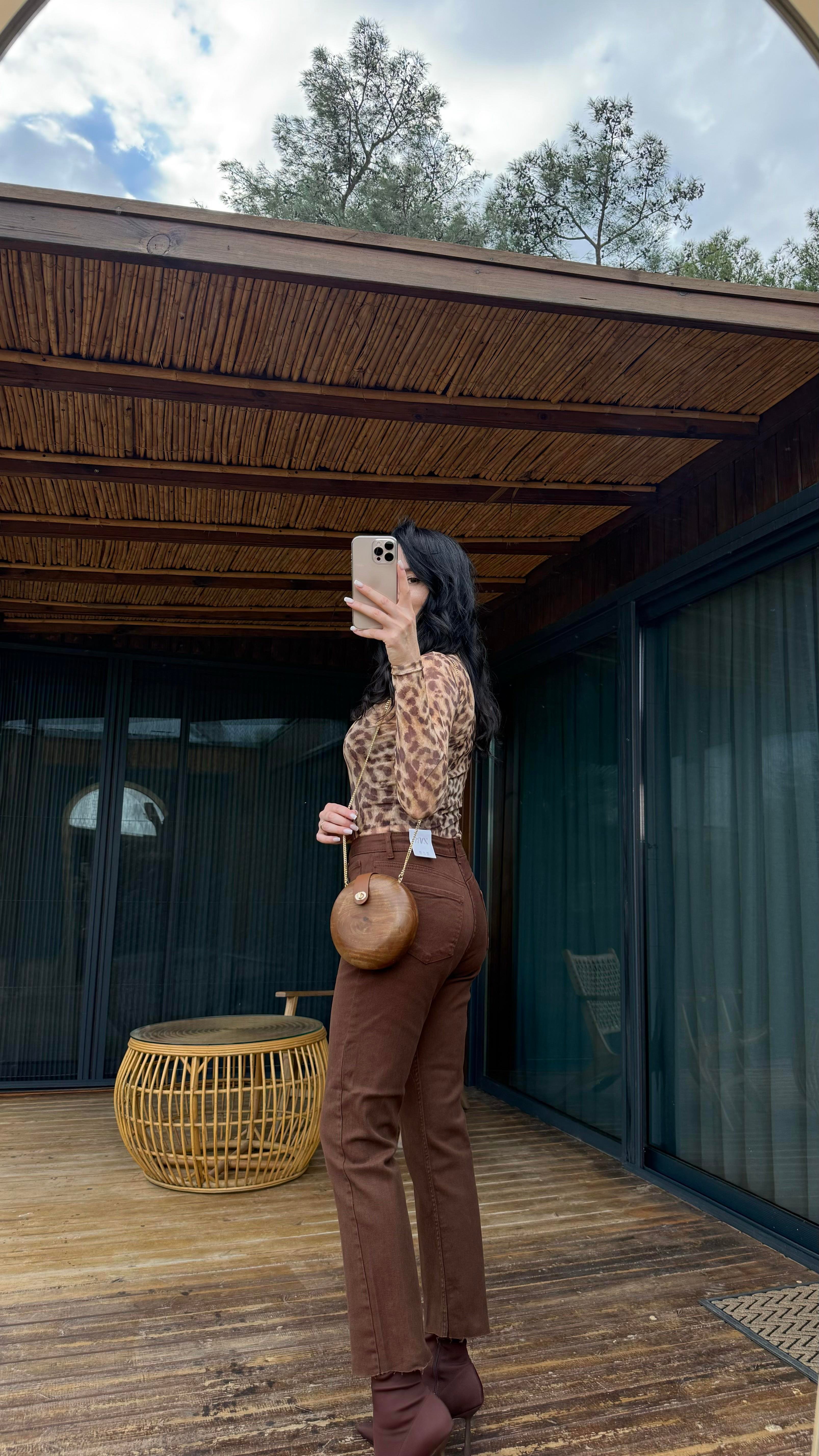 Leopar Tül Bluz