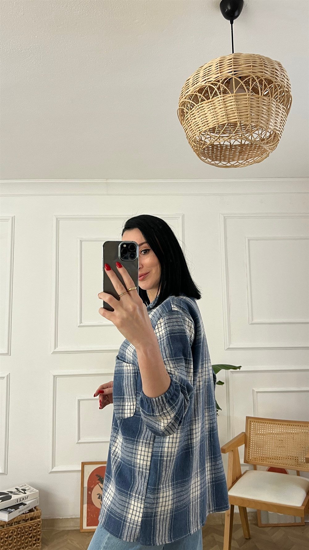 Mavi Ekoseli Oduncu Gömlek