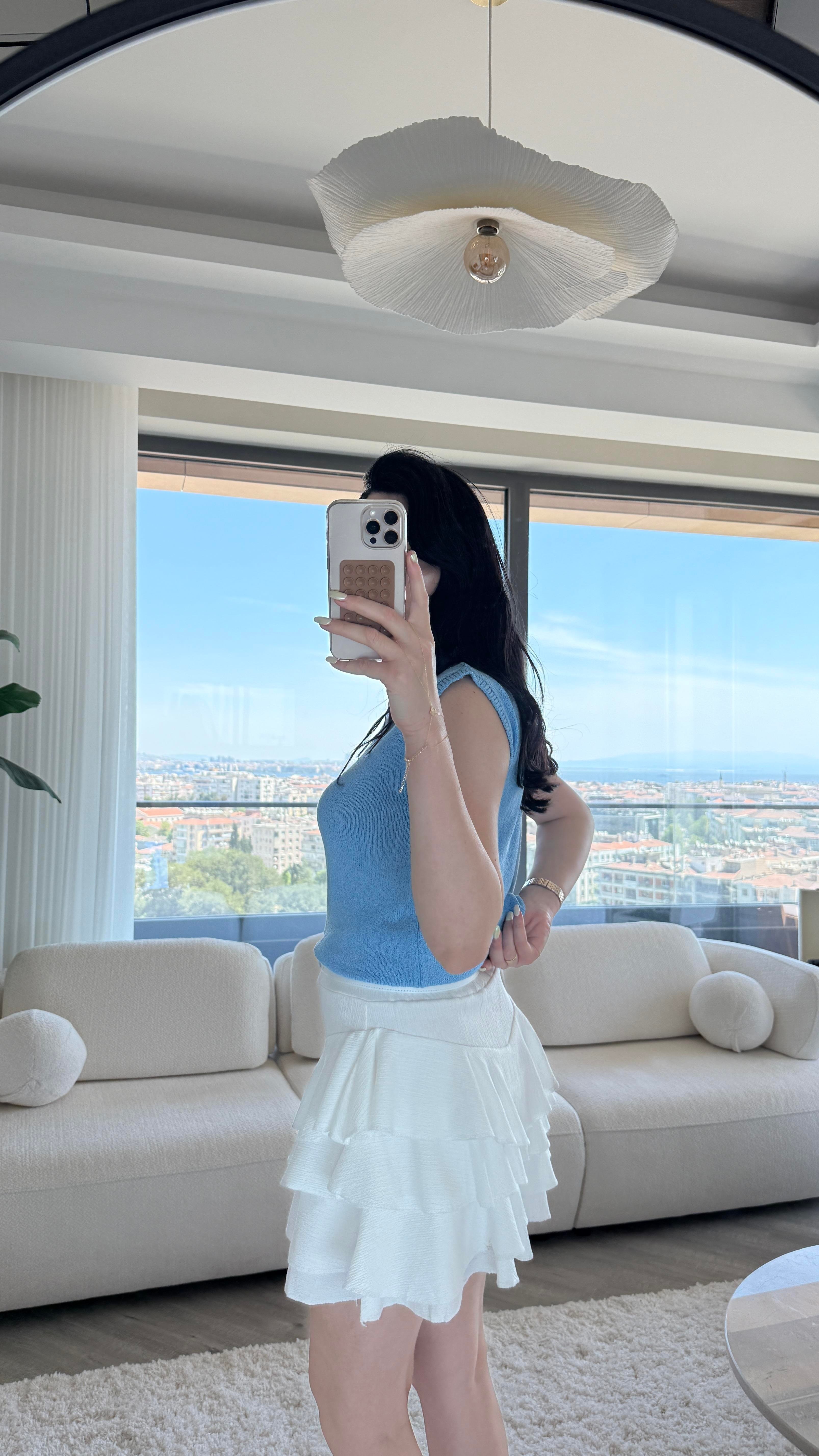 Mavi Zr Havlu Kumaş Bluz