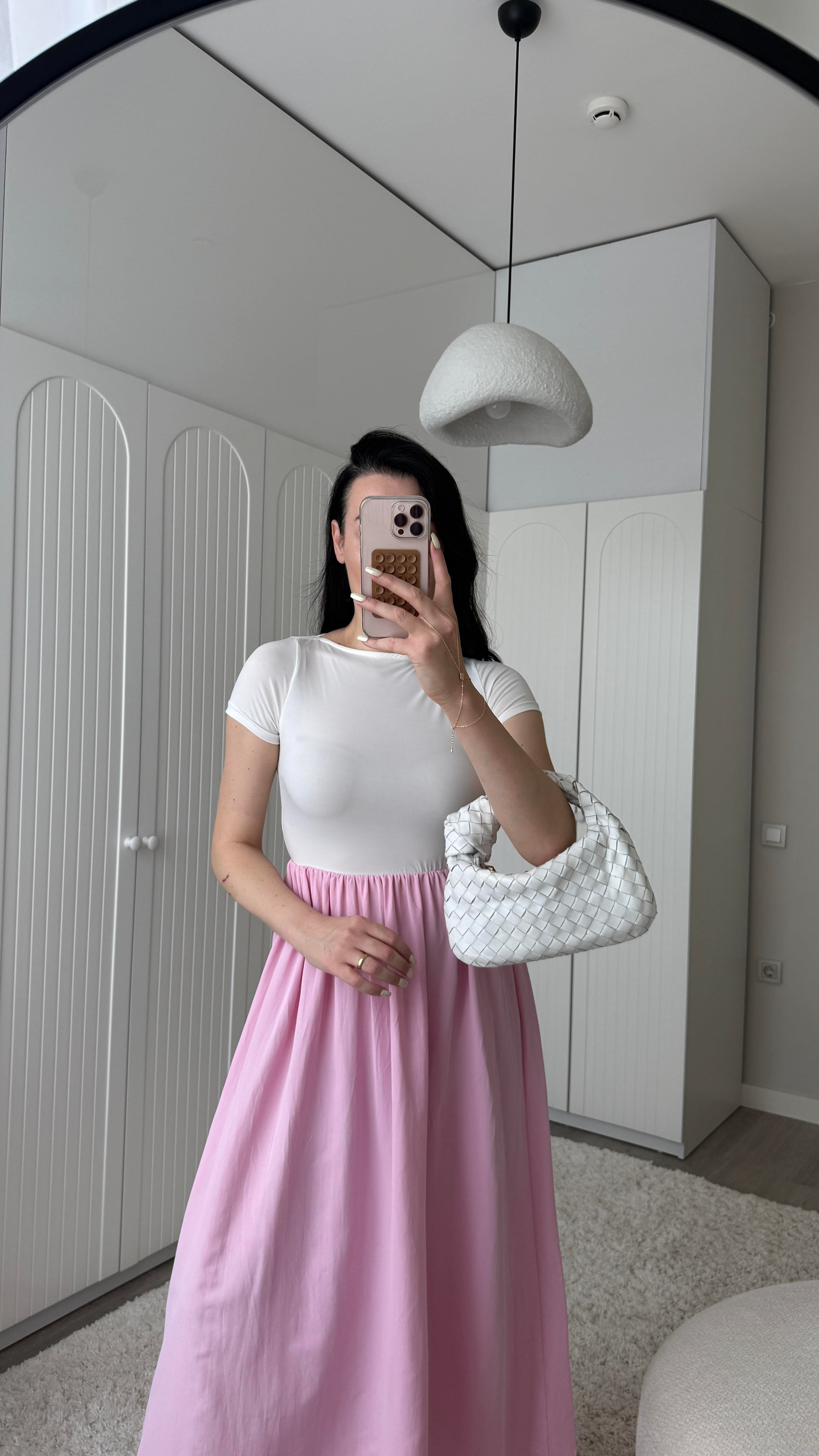 Pembe Eteği Poplin Elbise