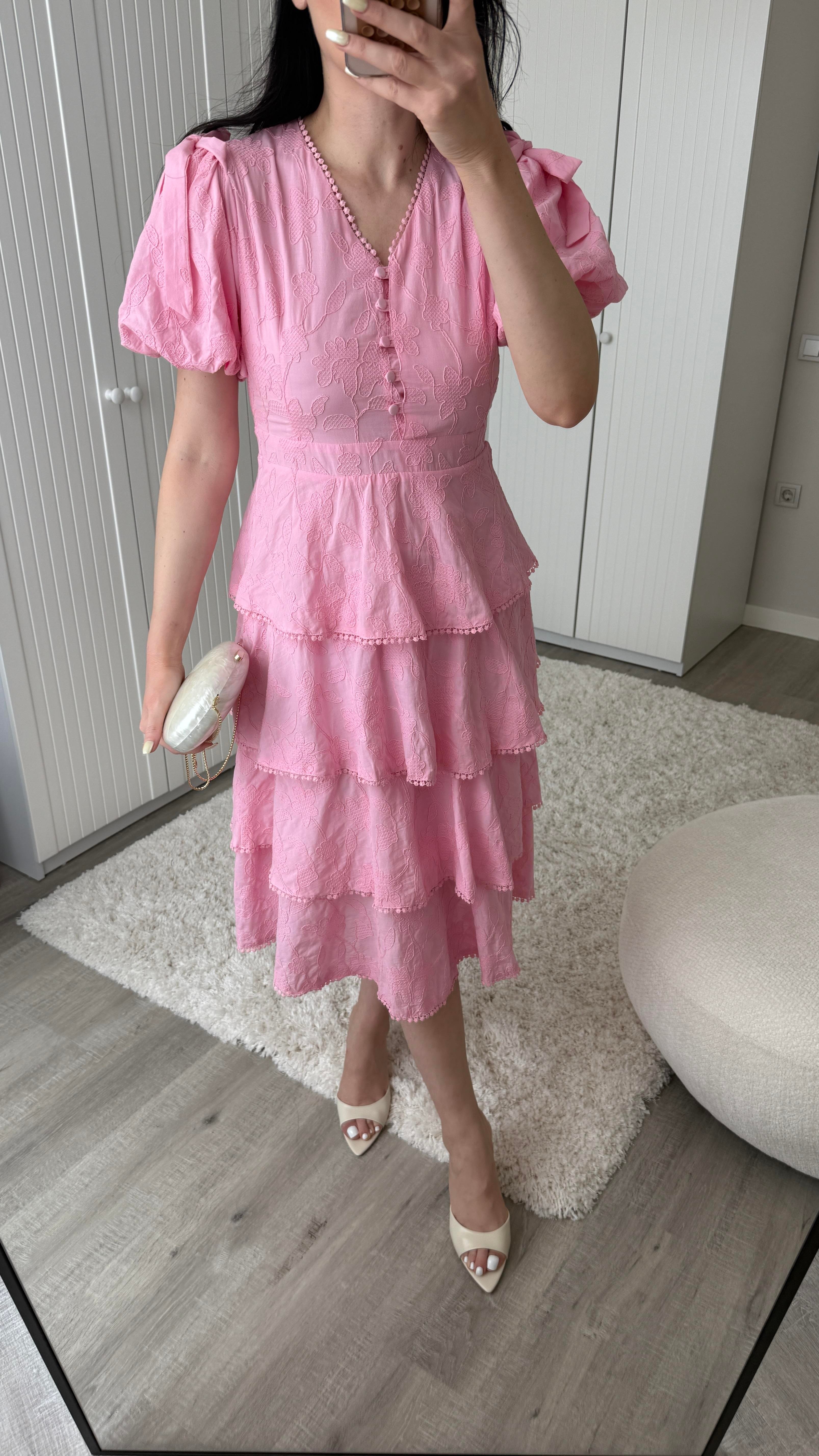 Pembe Kat Kat Luna Elbise