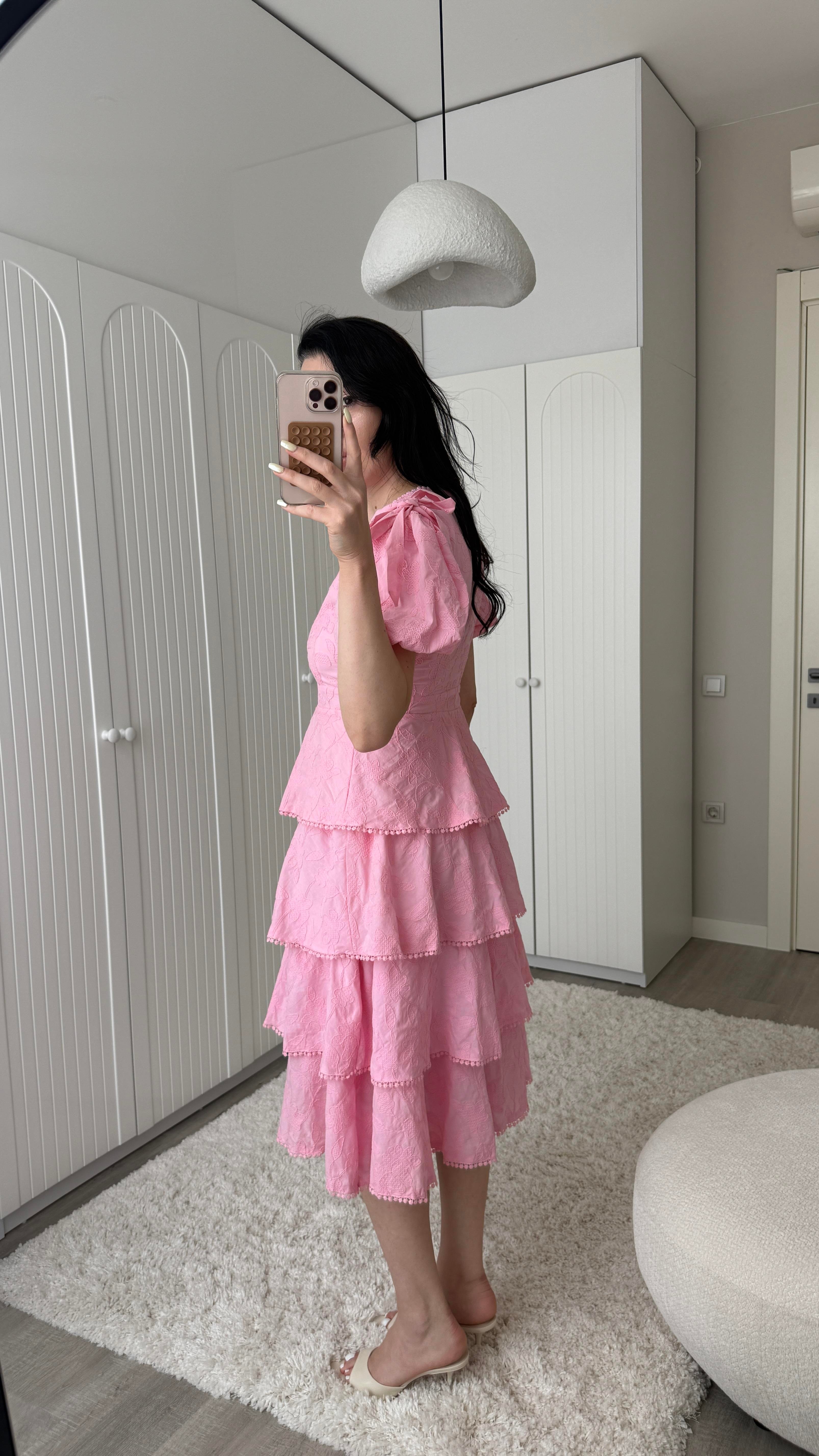 Pembe Kat Kat Luna Elbise