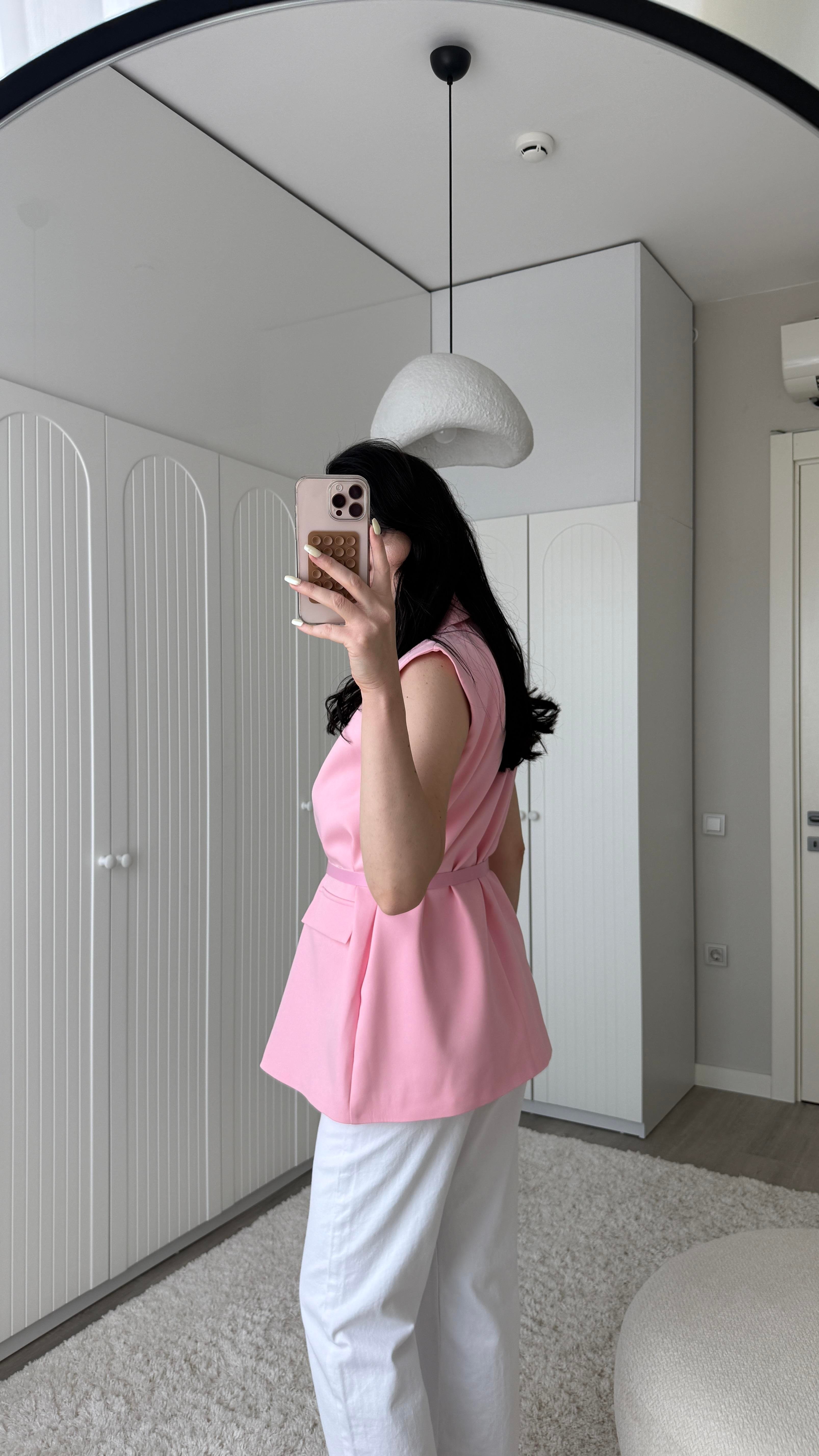 Pembe Kemer Detaylı Yelek