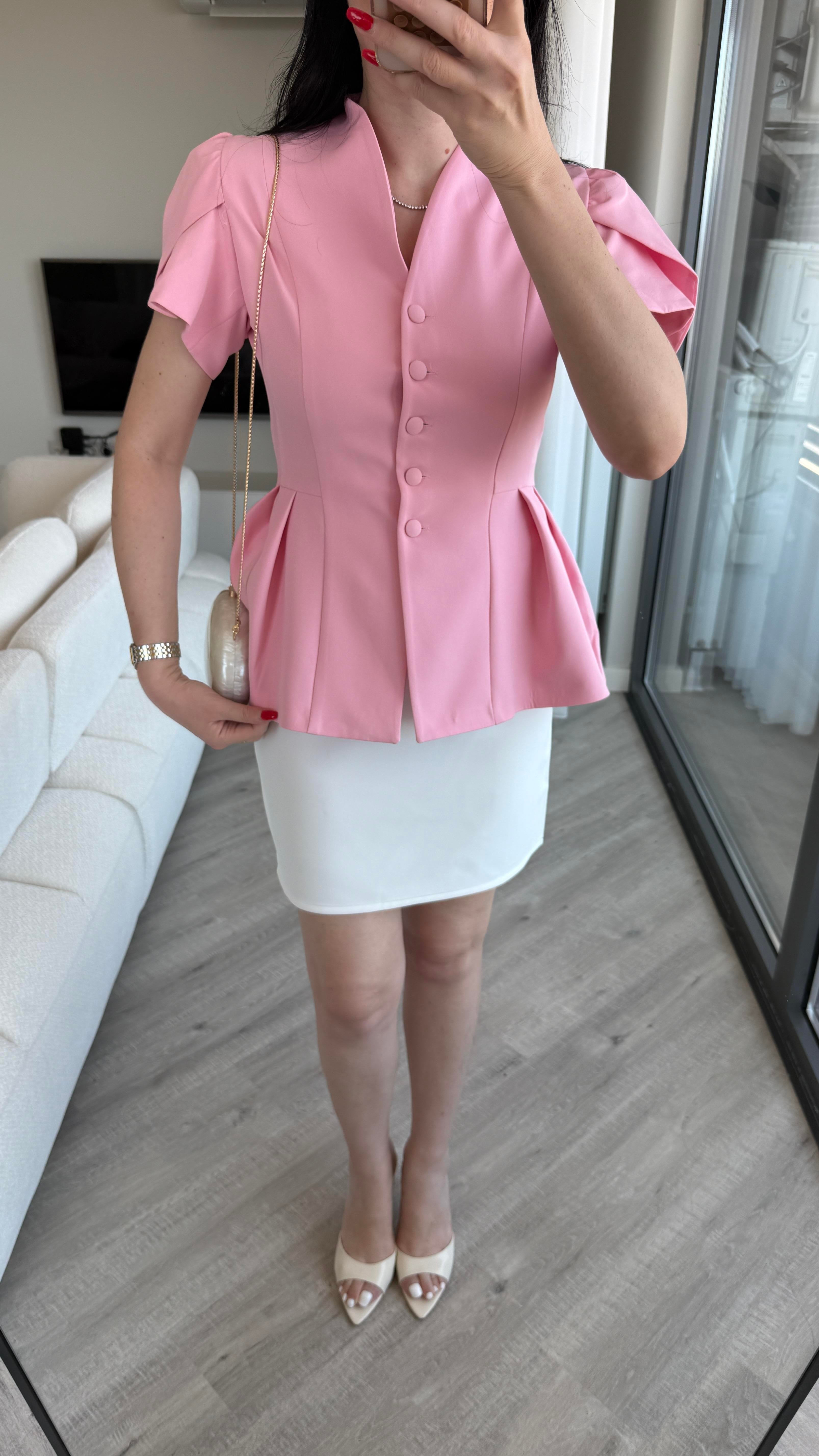 Pembe Kısa Kollu Ceket