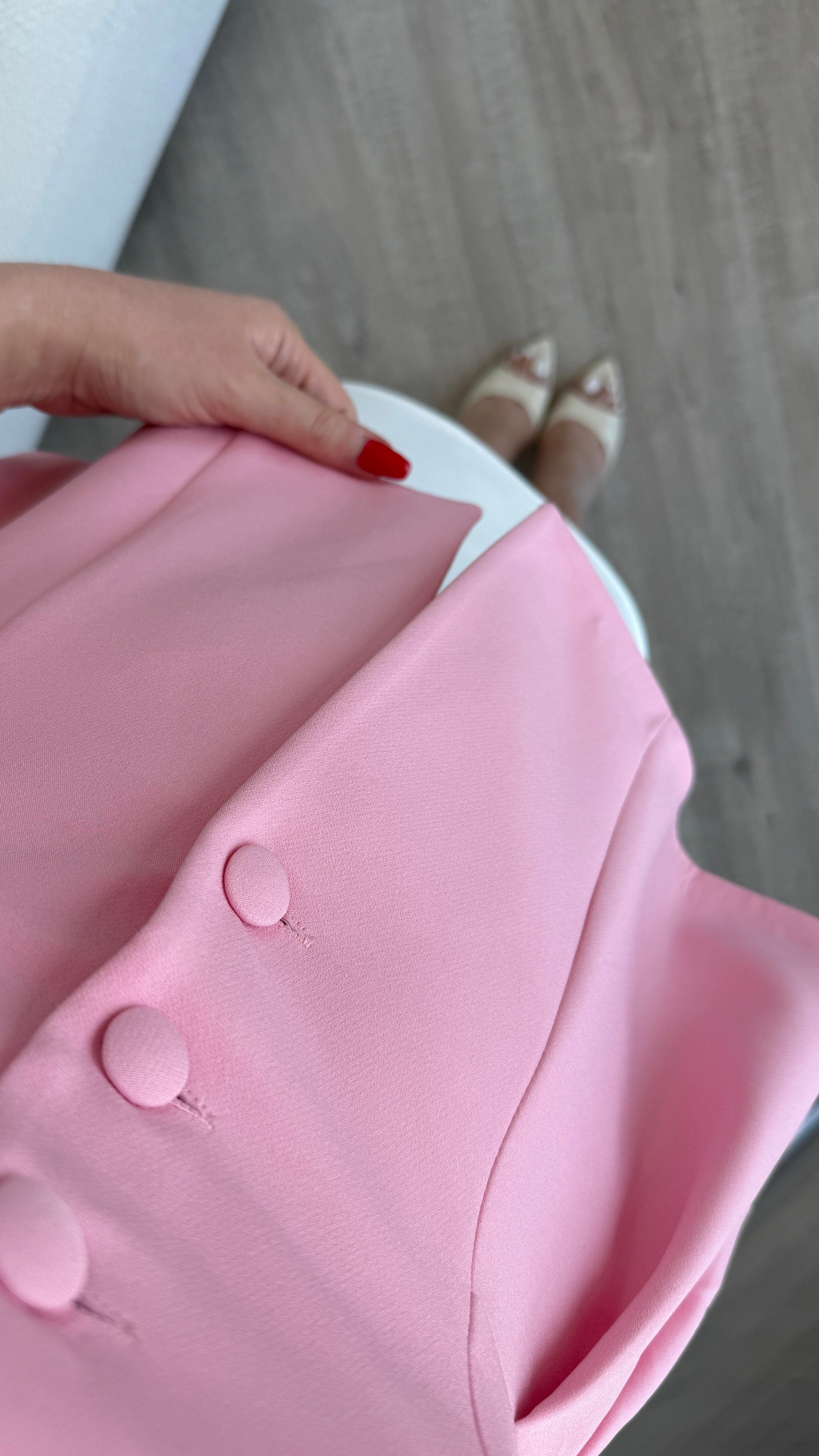 Pembe Kısa Kollu Ceket