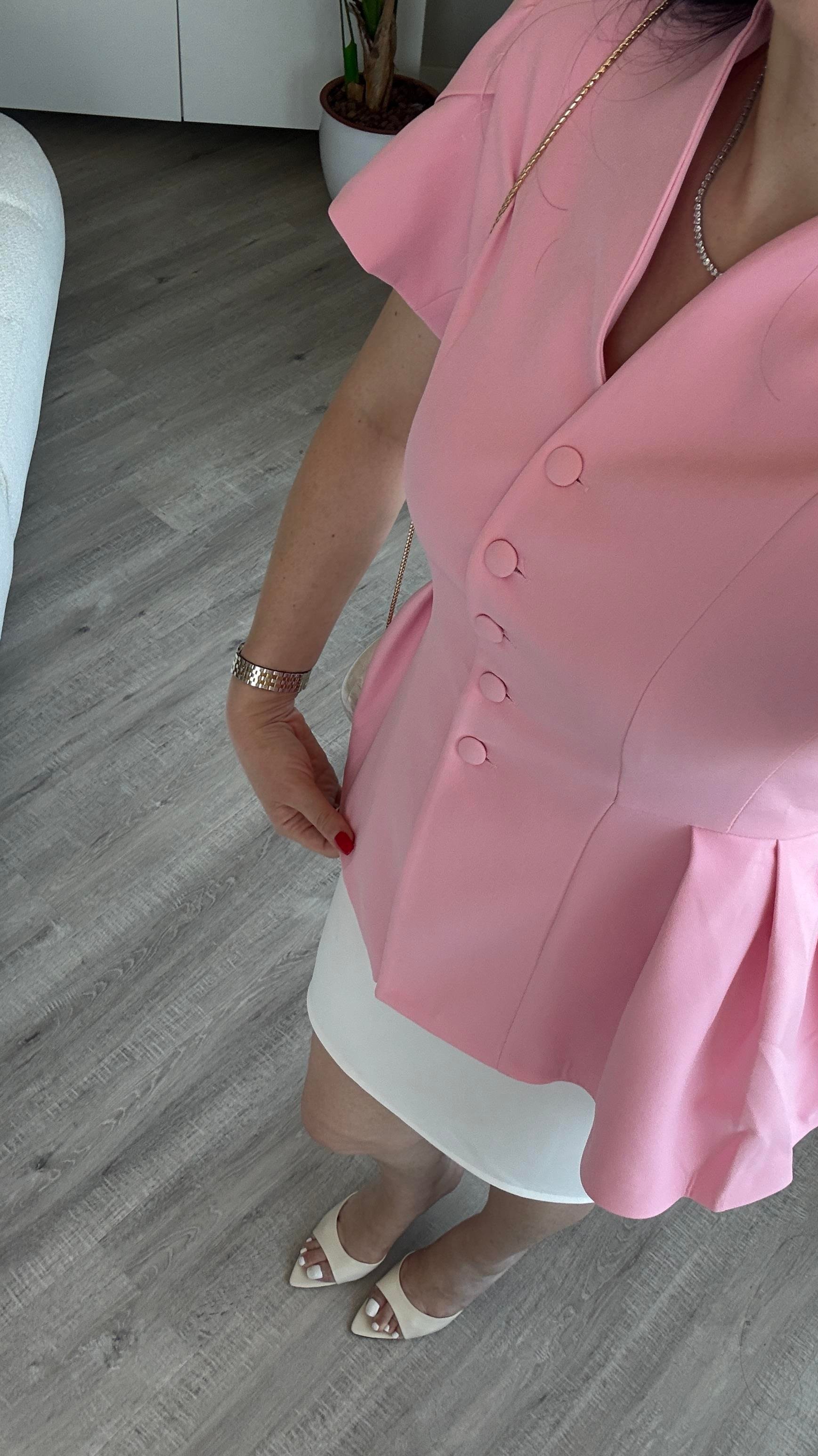 Pembe Kısa Kollu Ceket