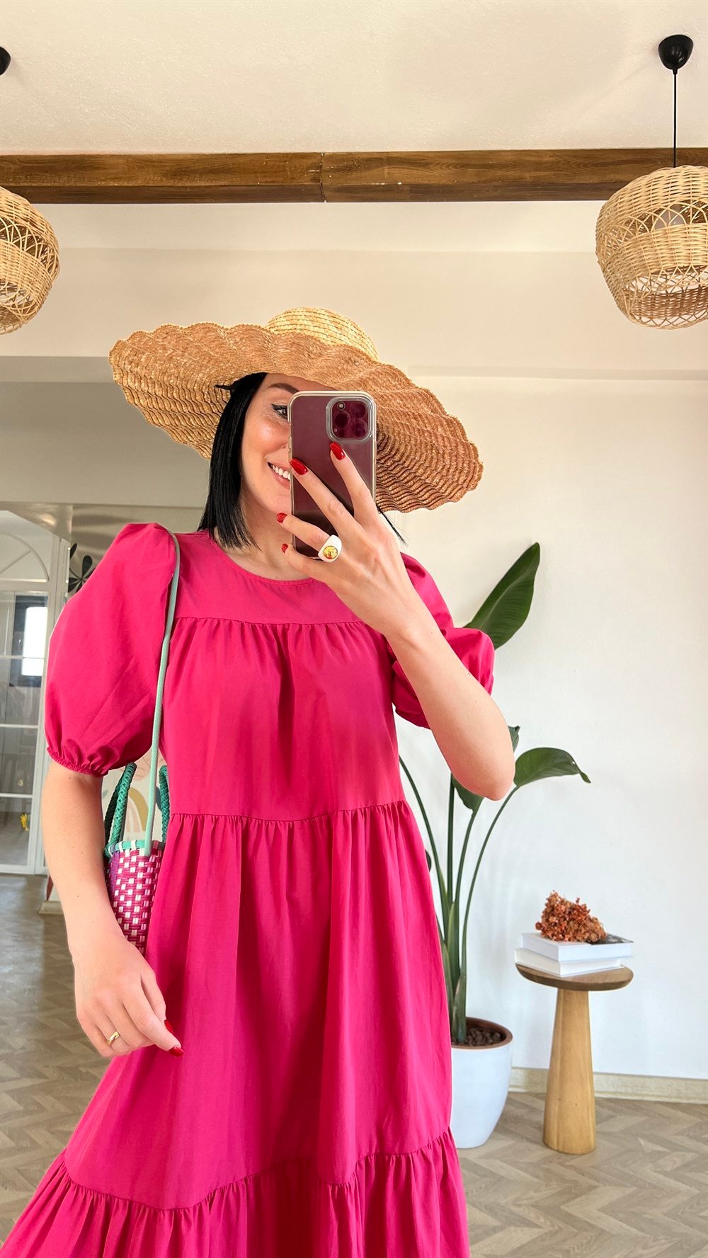 Pembe Poplin Elbise