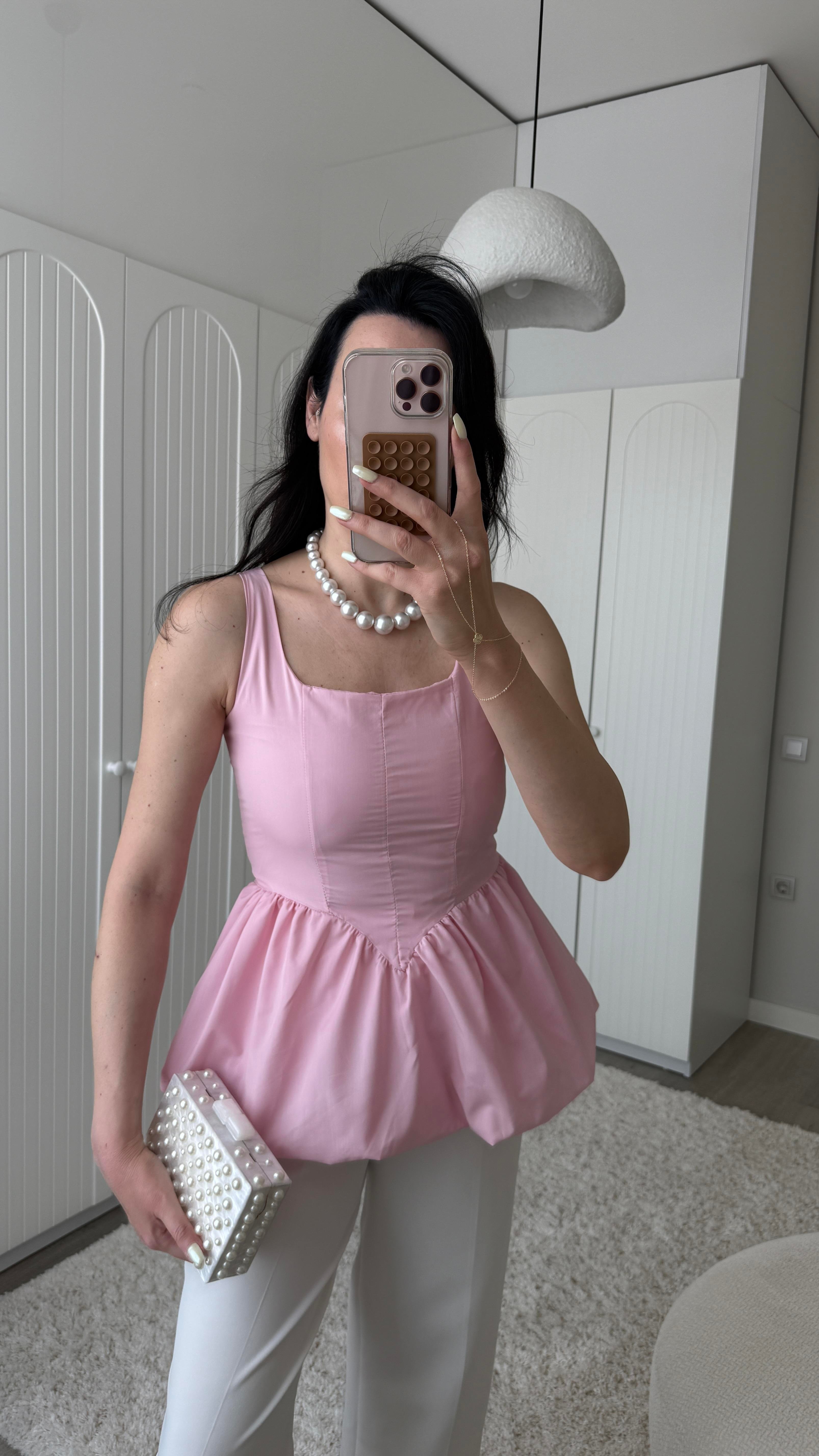 Pembe Volanlı Prenses Bluz