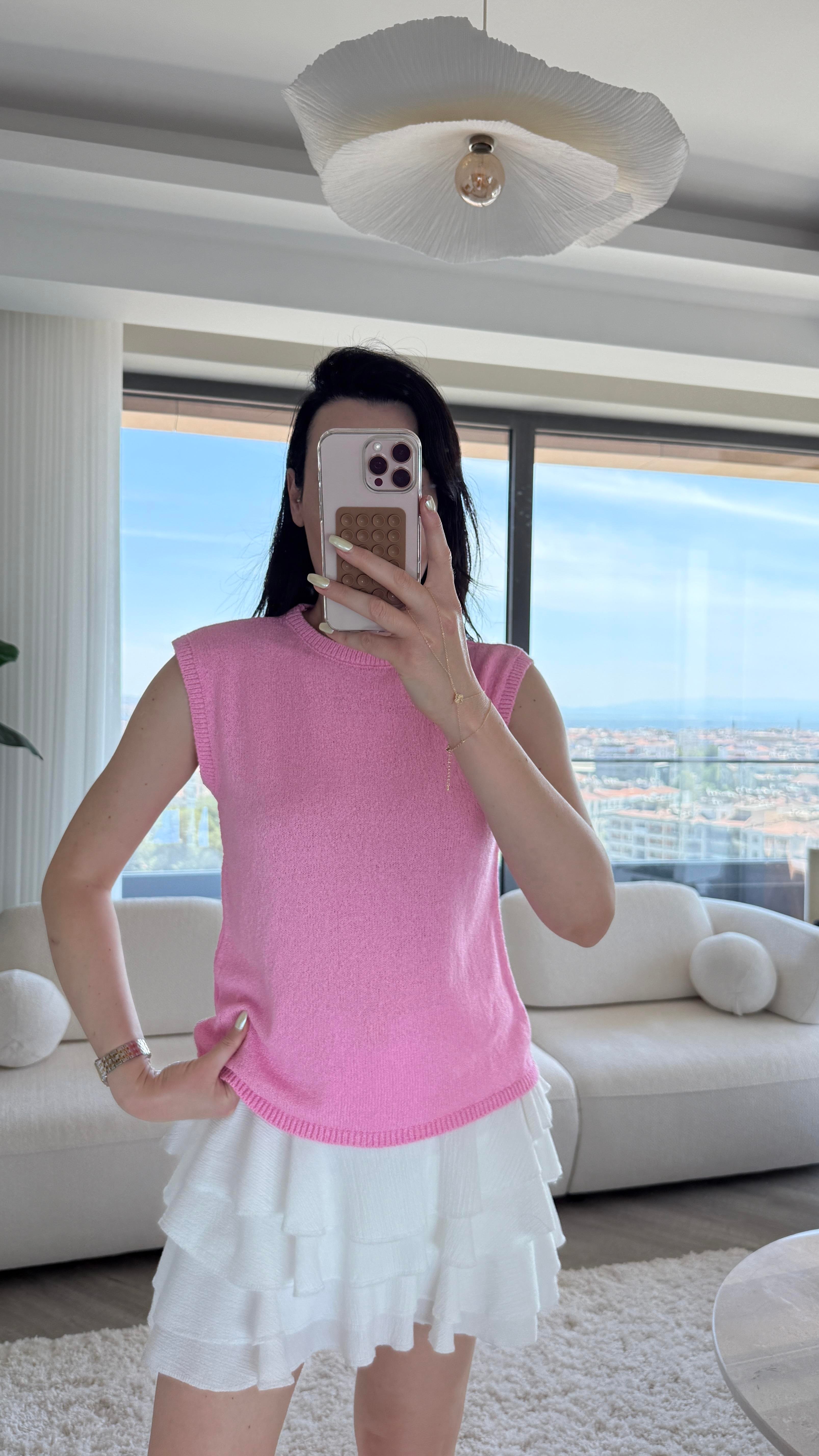 Pembe Zr Havlu Kumaş Bluz
